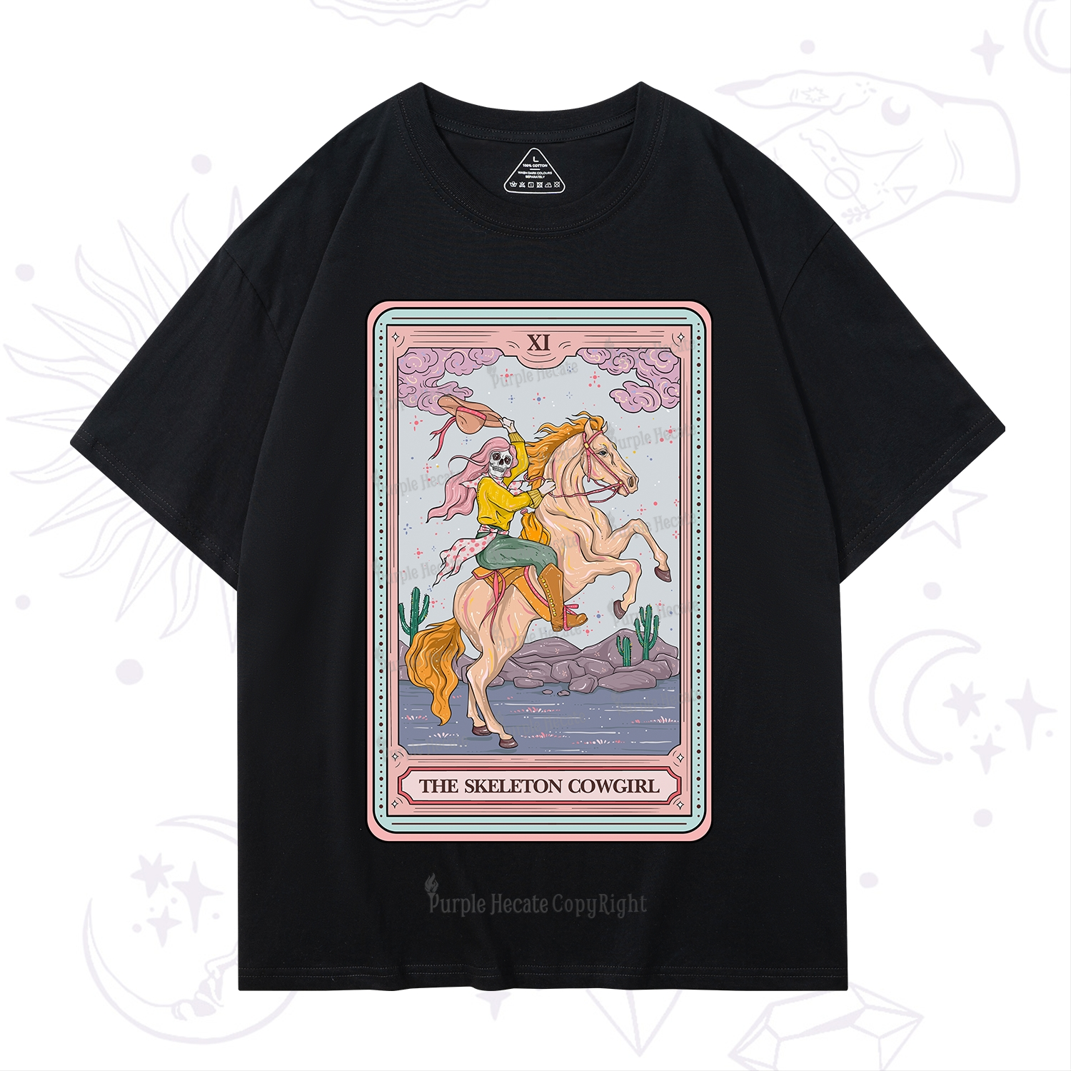 Purplehecate The Skeleton Cowgirl Tarot Card T-Shirt