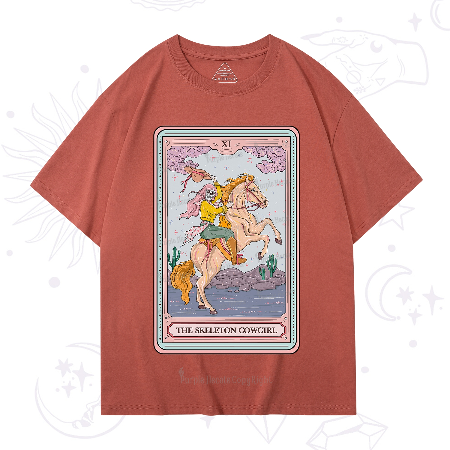 Purplehecate The Skeleton Cowgirl Tarot Card T-Shirt