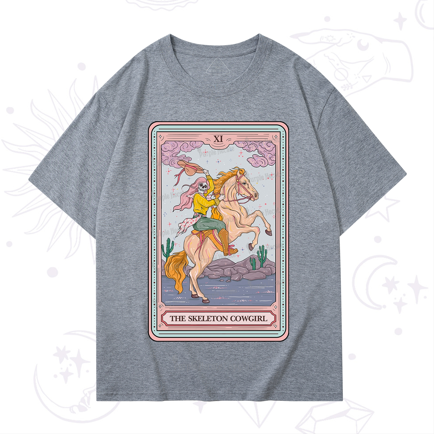 Purplehecate The Skeleton Cowgirl Tarot Card T-Shirt