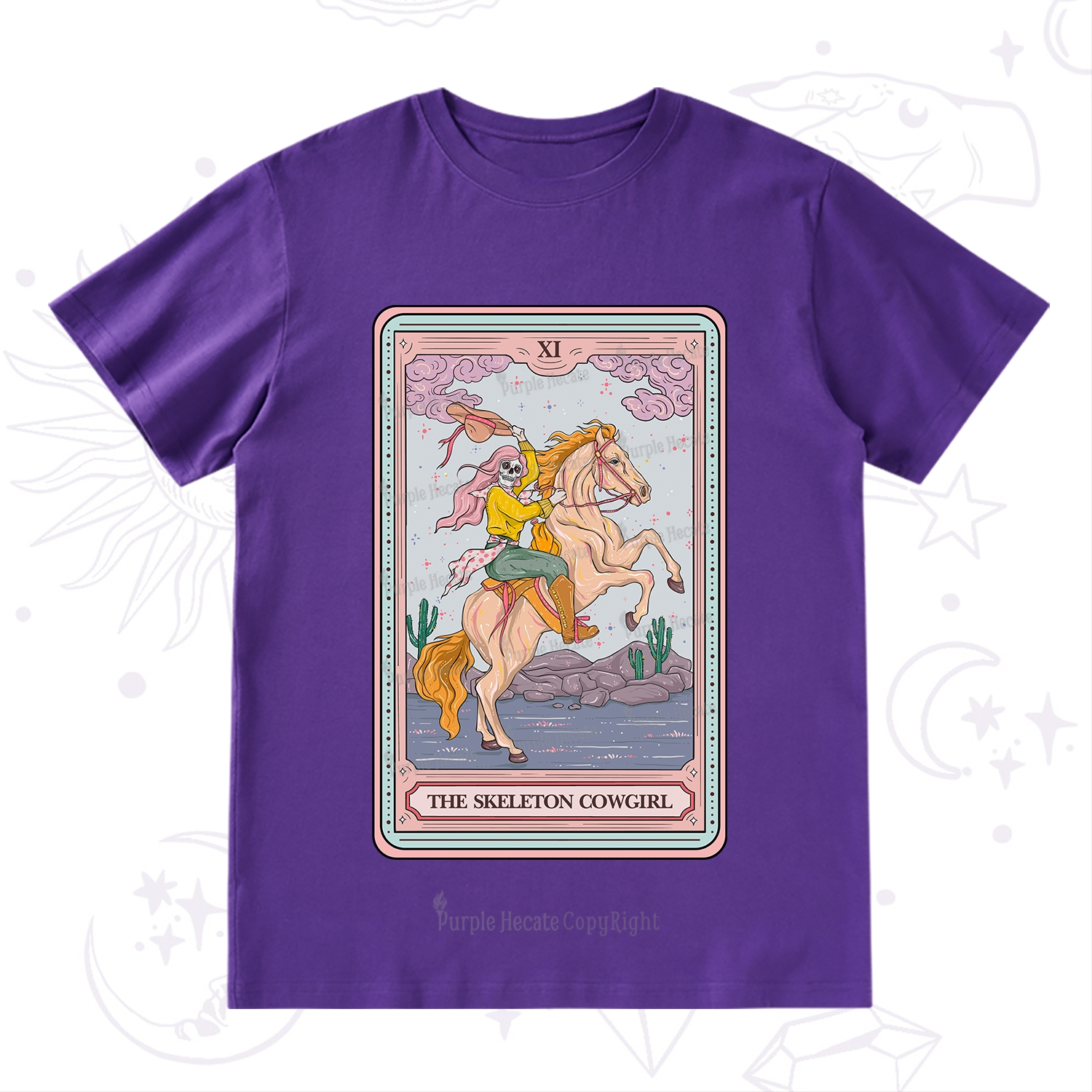Purplehecate The Skeleton Cowgirl Tarot Card T-Shirt