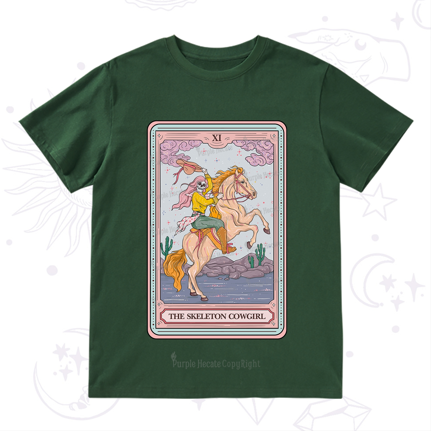 Purplehecate The Skeleton Cowgirl Tarot Card T-Shirt