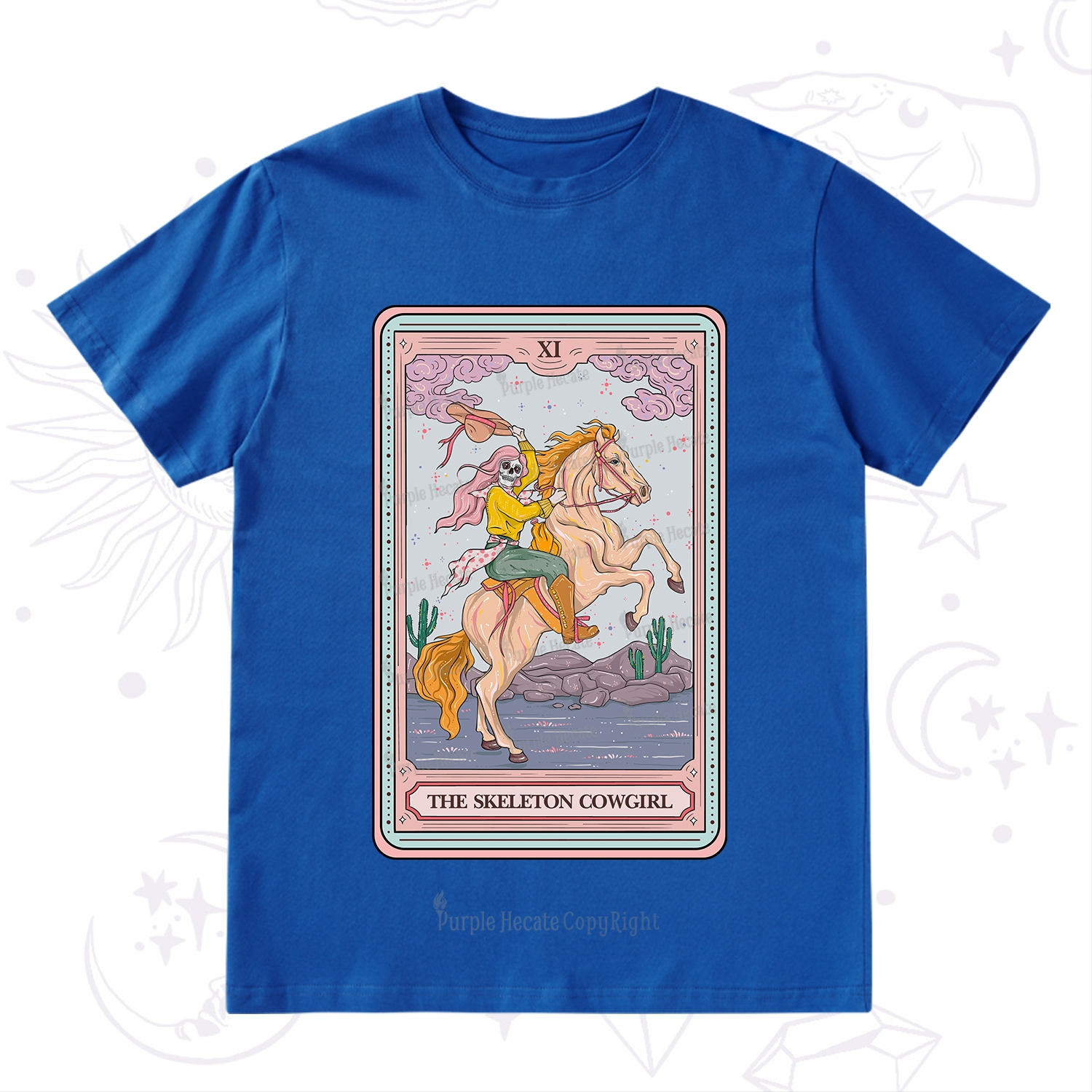 Purplehecate The Skeleton Cowgirl Tarot Card T-Shirt