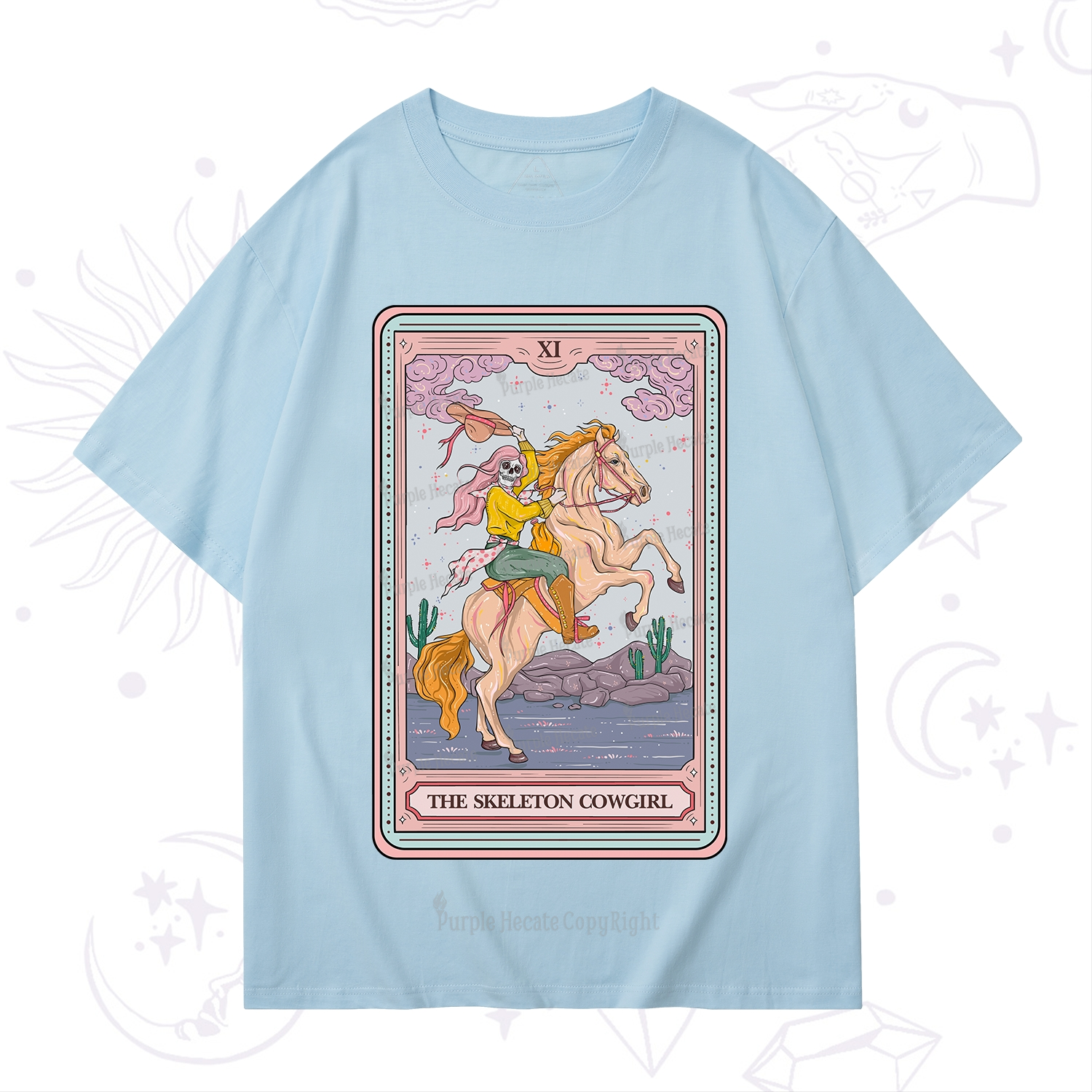 Purplehecate The Skeleton Cowgirl Tarot Card T-Shirt