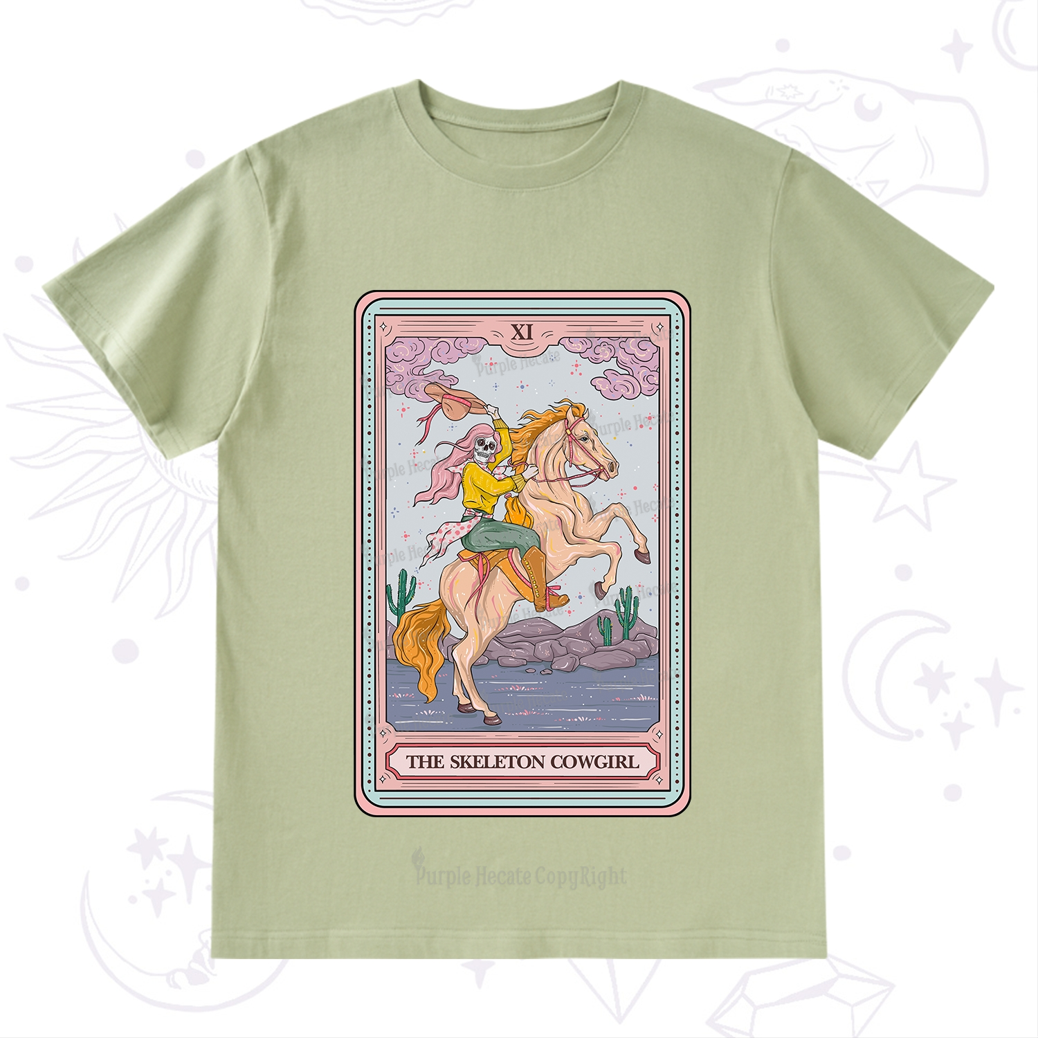 Purplehecate The Skeleton Cowgirl Tarot Card T-Shirt