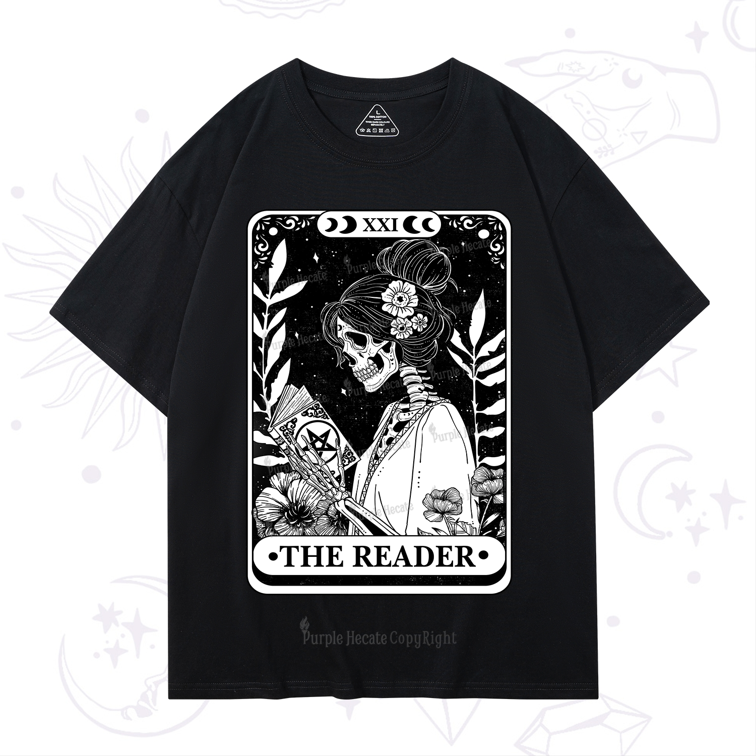 Purplehecate The Reader Skeleton Tarot T-Shirt