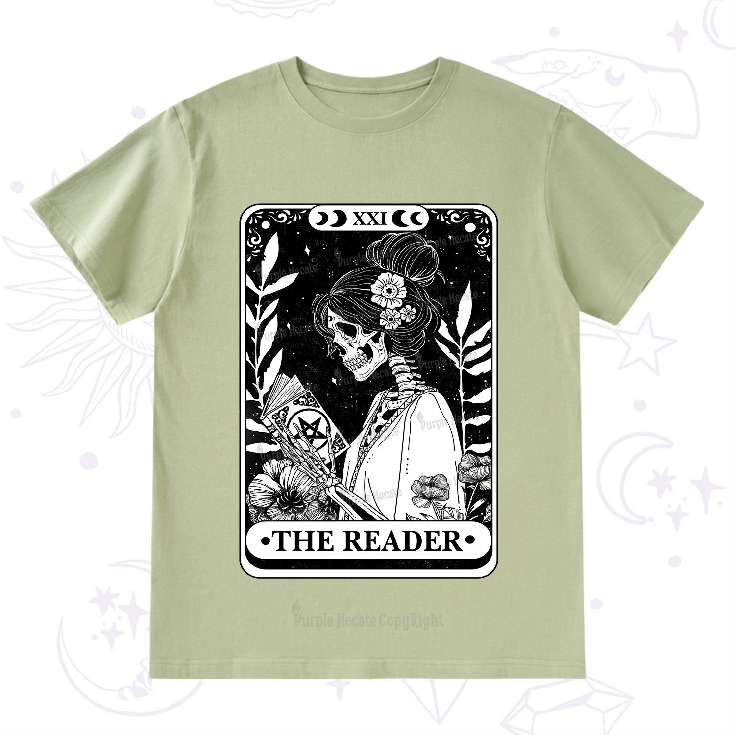 Purplehecate The Reader Skeleton Tarot T-Shirt