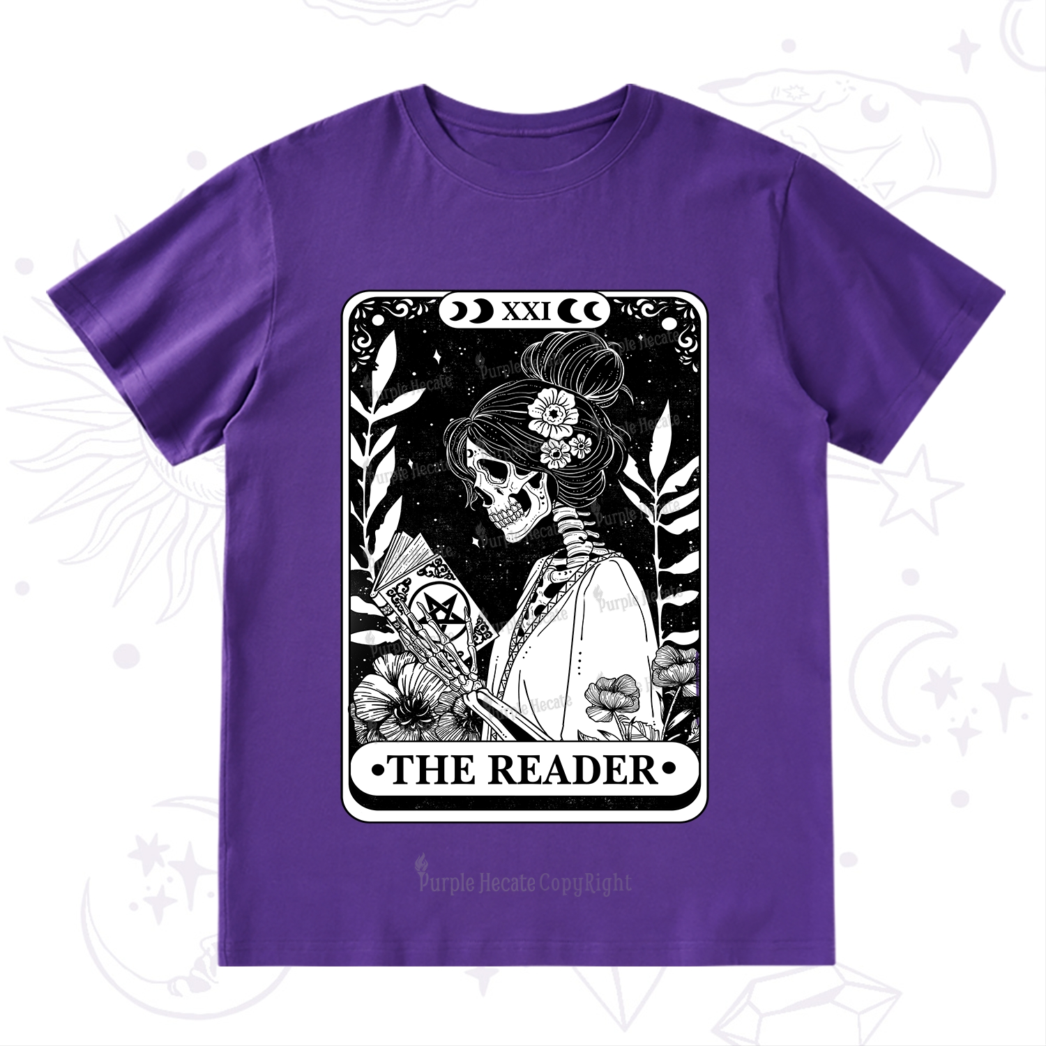 Purplehecate The Reader Skeleton Tarot T-Shirt