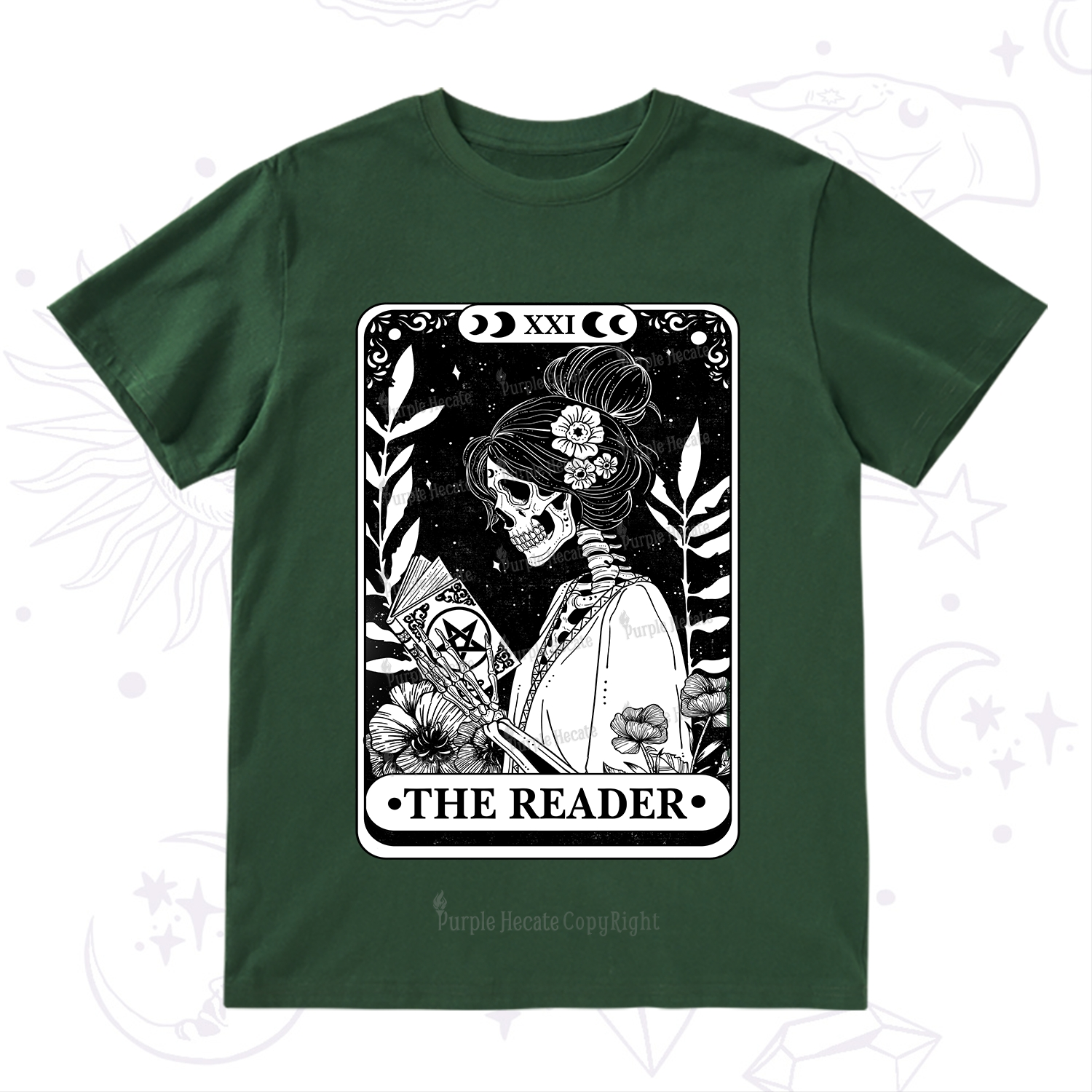 Purplehecate The Reader Skeleton Tarot T-Shirt