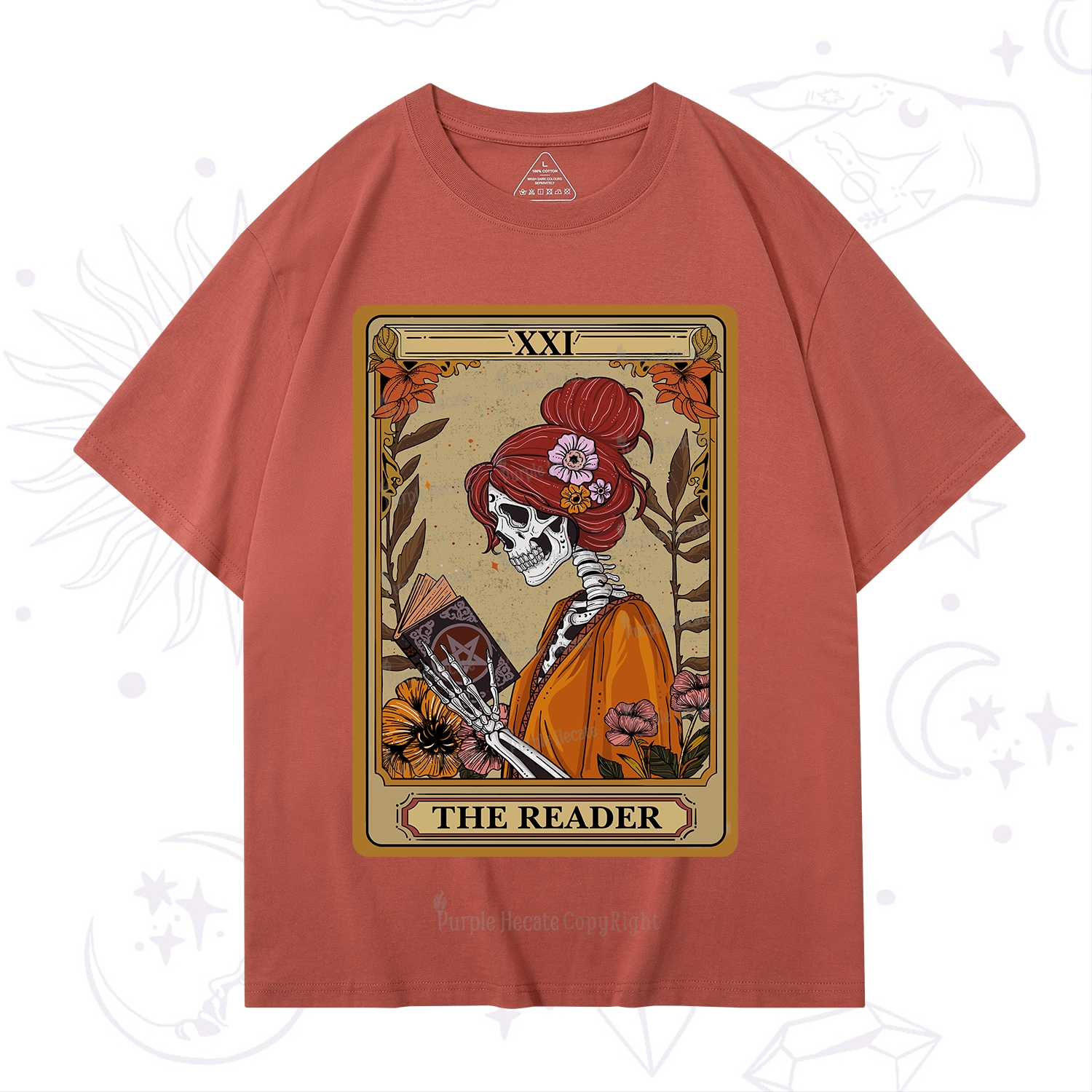 Purplehecate The Reader Tarot Card Skeleton T-Shirt