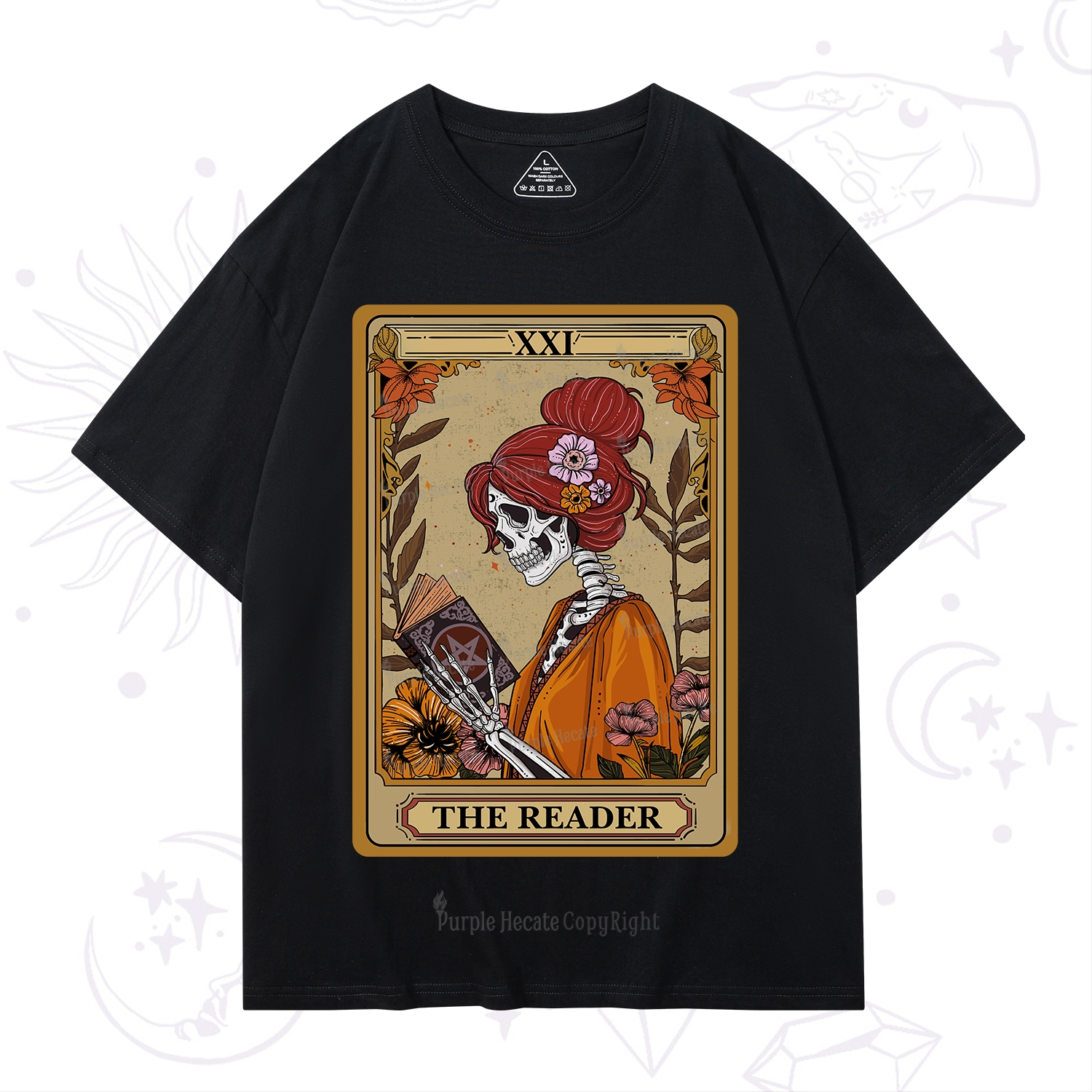 Purplehecate The Reader Tarot Card Skeleton T-Shirt