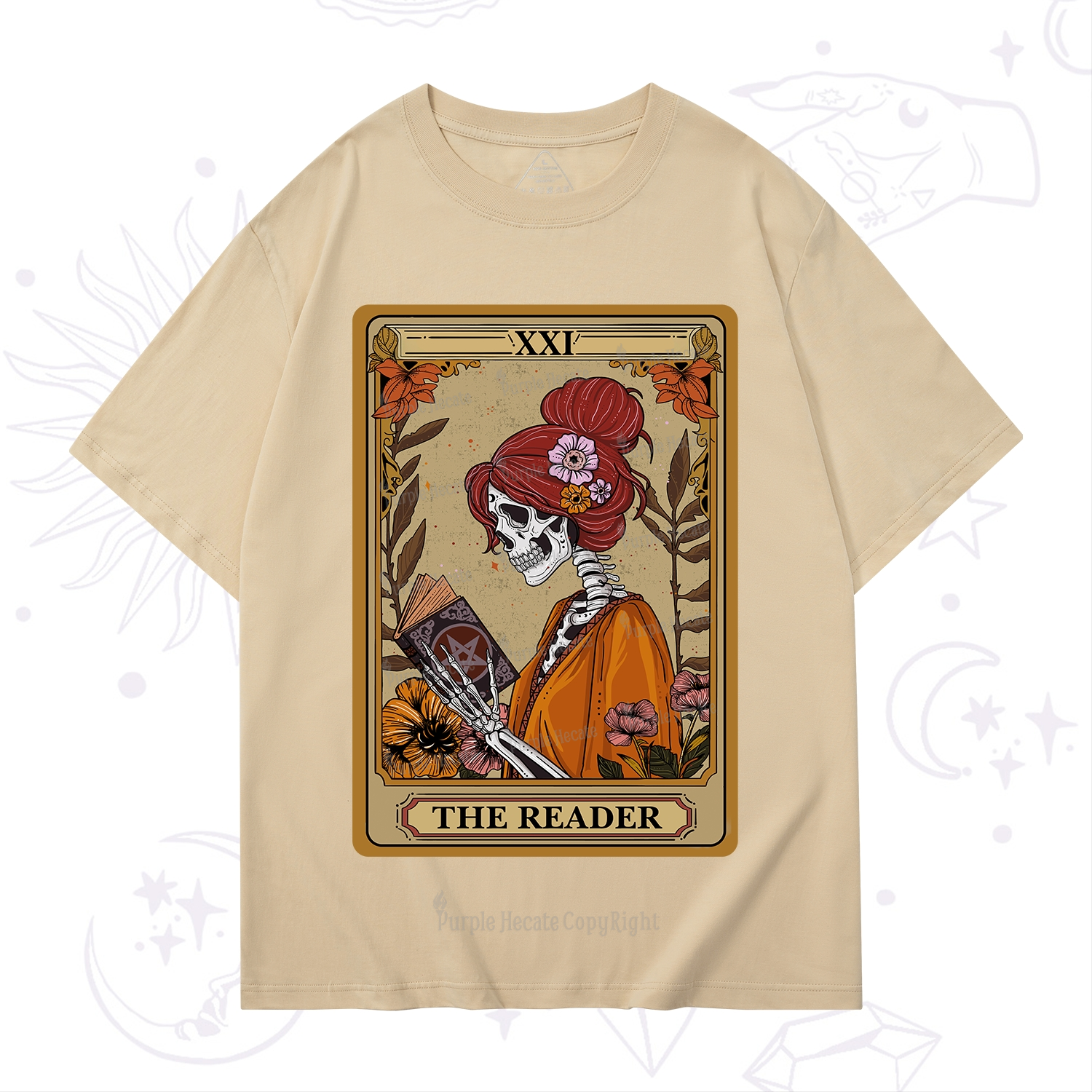 Purplehecate The Reader Tarot Card Skeleton T-Shirt