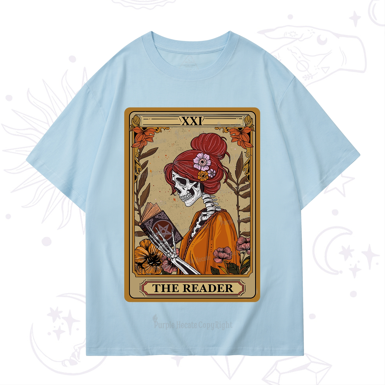 Purplehecate The Reader Tarot Card Skeleton T-Shirt