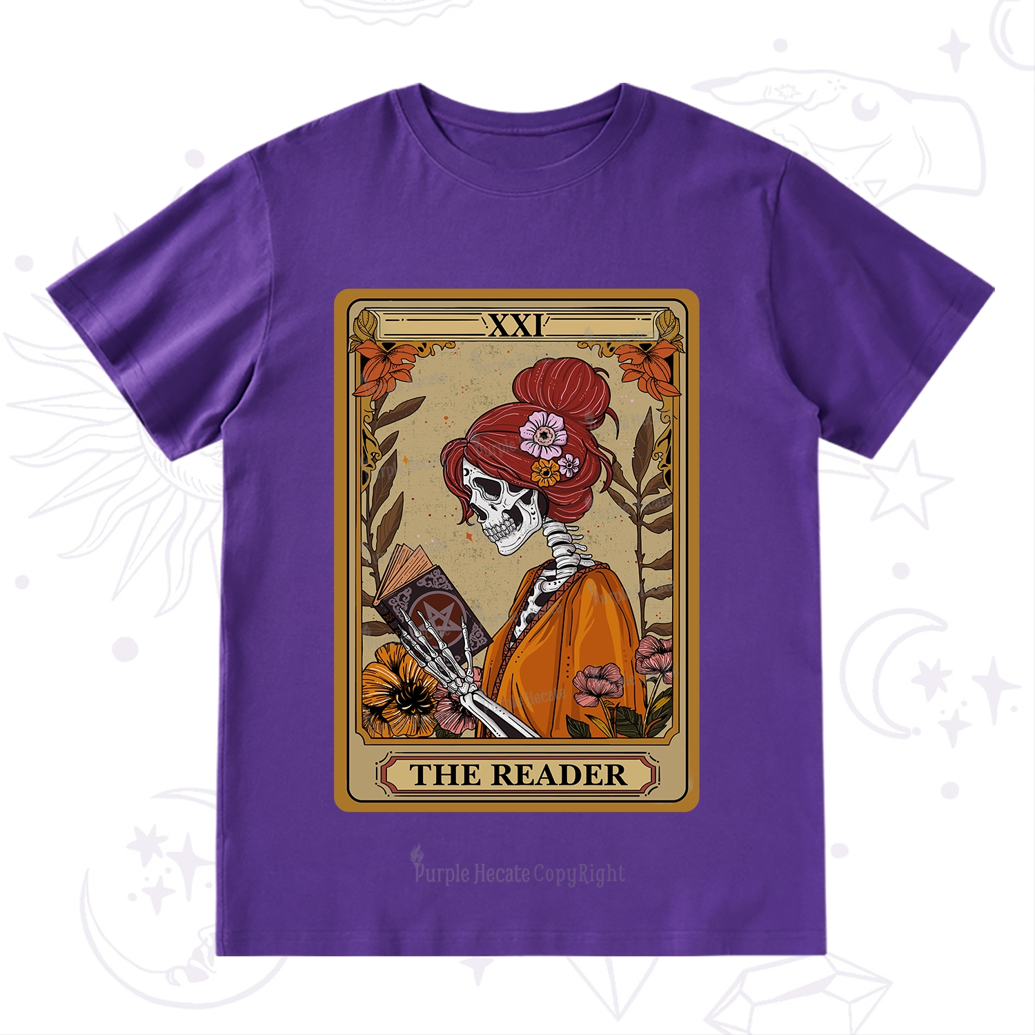 Purplehecate The Reader Tarot Card Skeleton T-Shirt