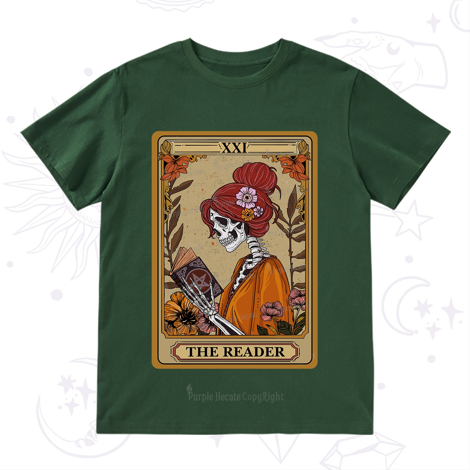 Purplehecate The Reader Tarot Card Skeleton T-Shirt