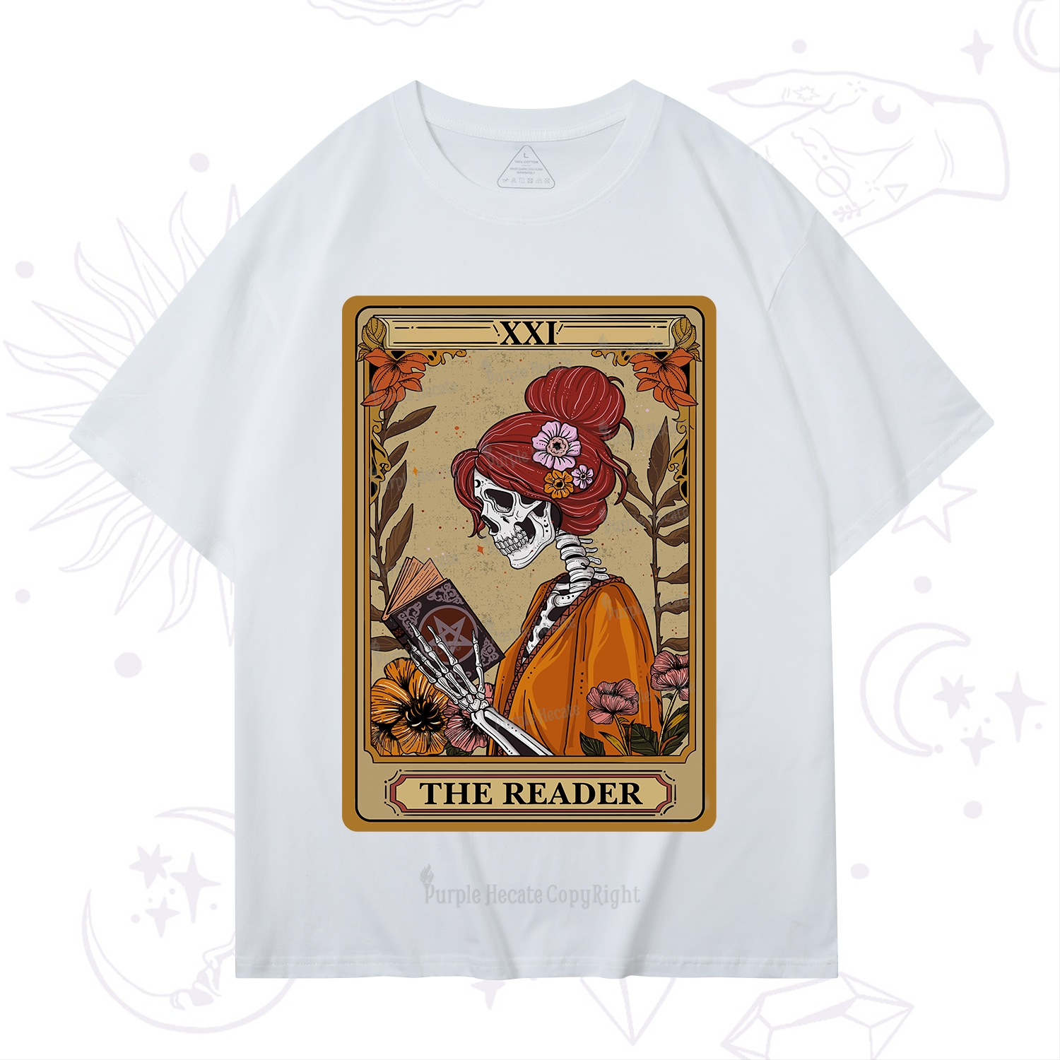 Purplehecate The Reader Tarot Card Skeleton T-Shirt