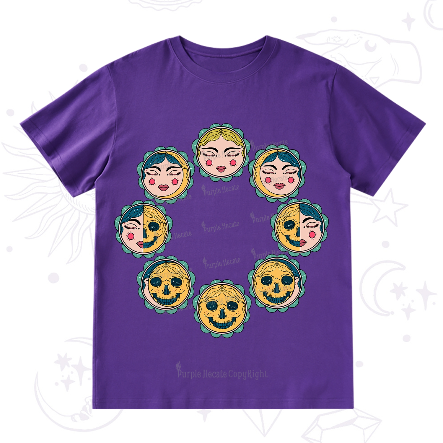 Purplehecate Lunar Skull Cycle T-Shirt