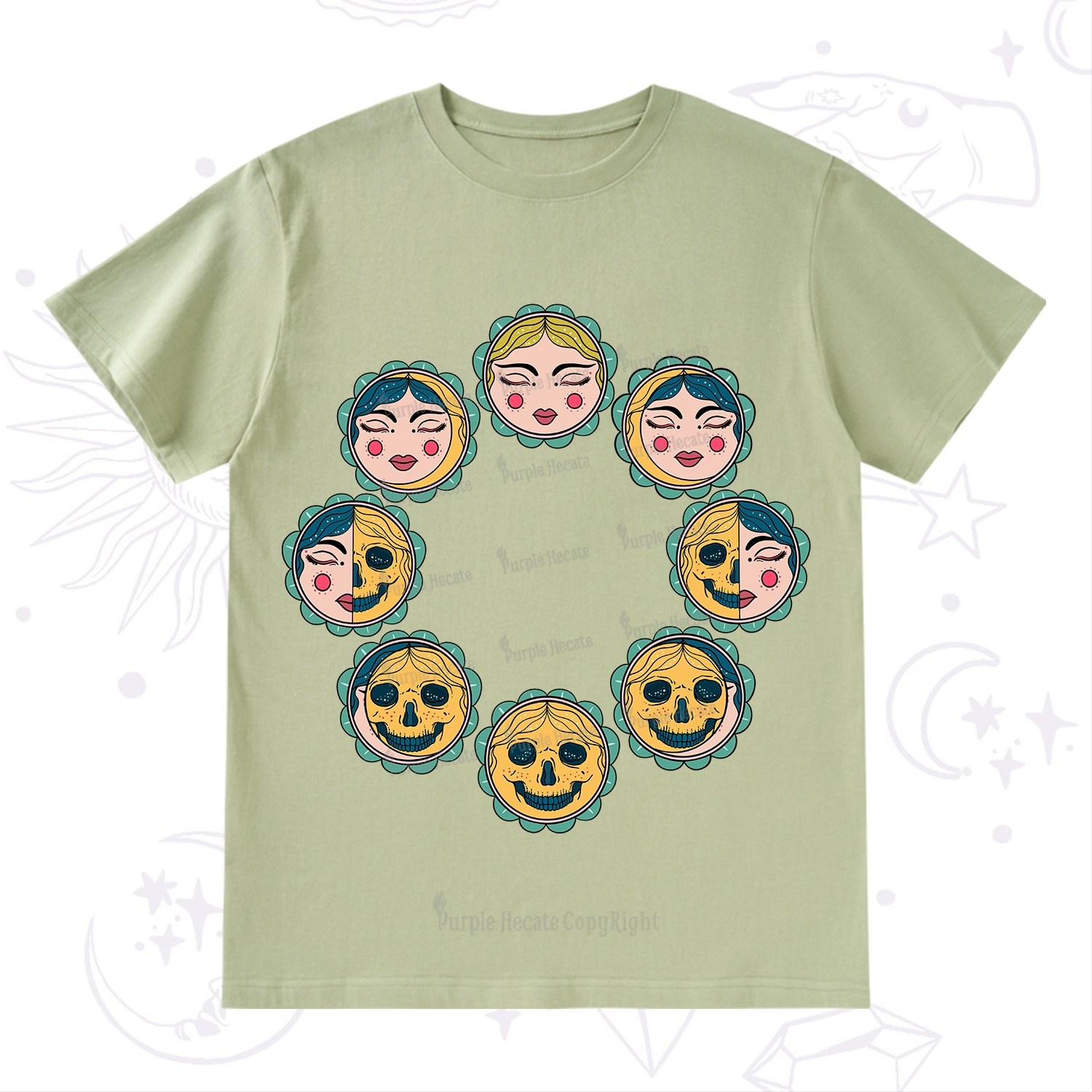 Purplehecate Lunar Skull Cycle T-Shirt