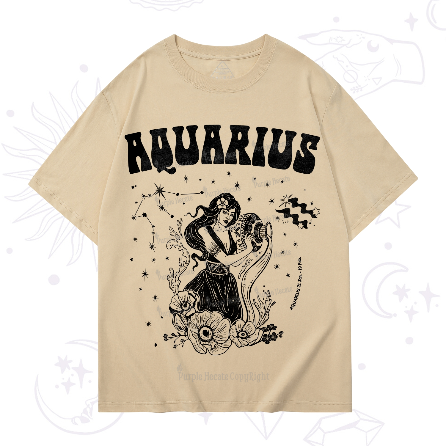 Purplehecate Aquarius Zodiac Glyphs T-Shirt