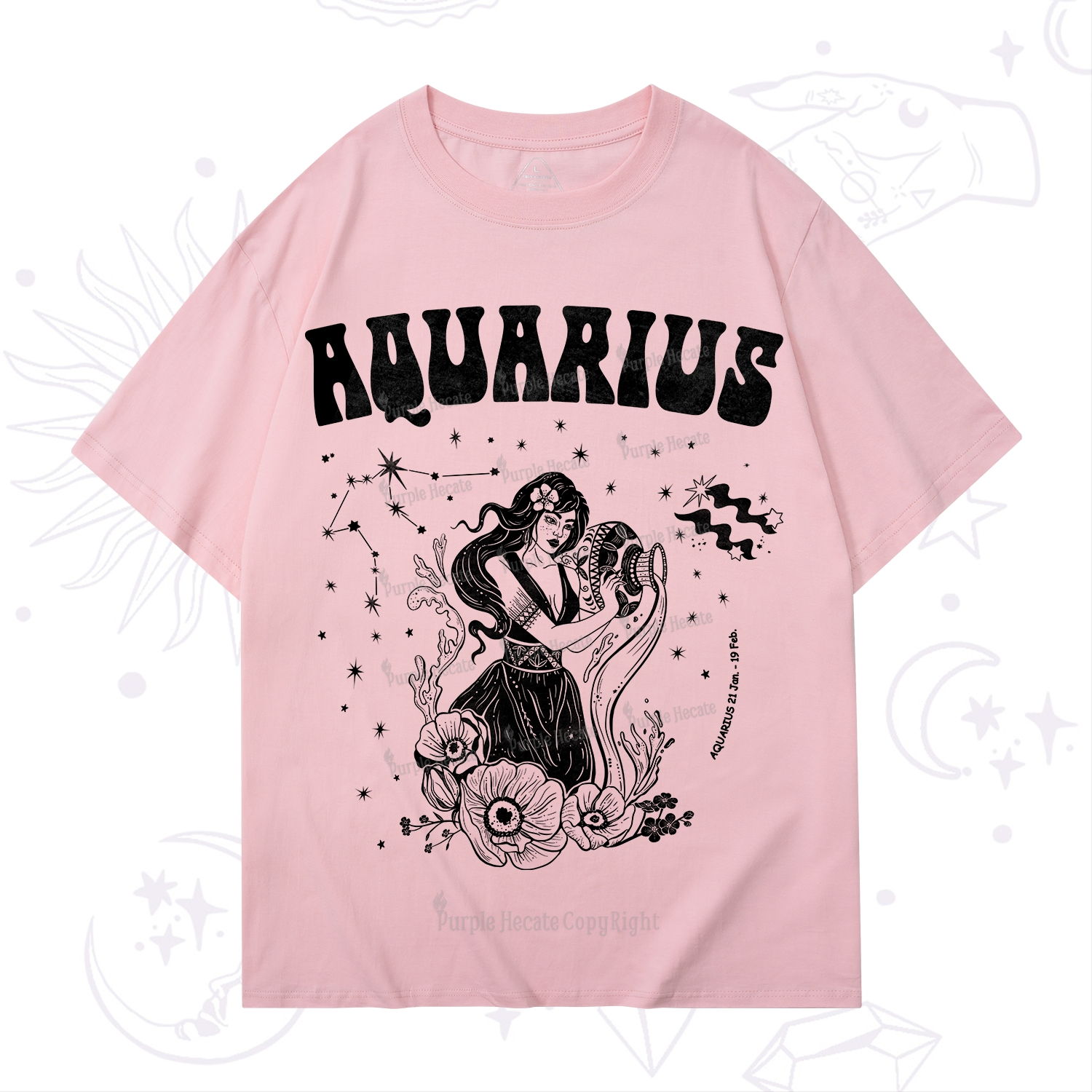 Purplehecate Aquarius Zodiac Glyphs T-Shirt