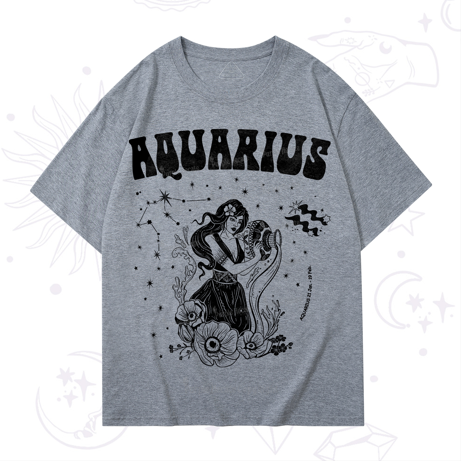 Purplehecate Aquarius Zodiac Glyphs T-Shirt