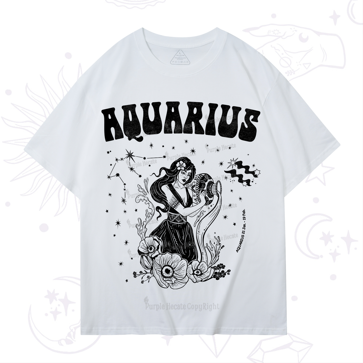 Purplehecate Aquarius Zodiac Glyphs T-Shirt