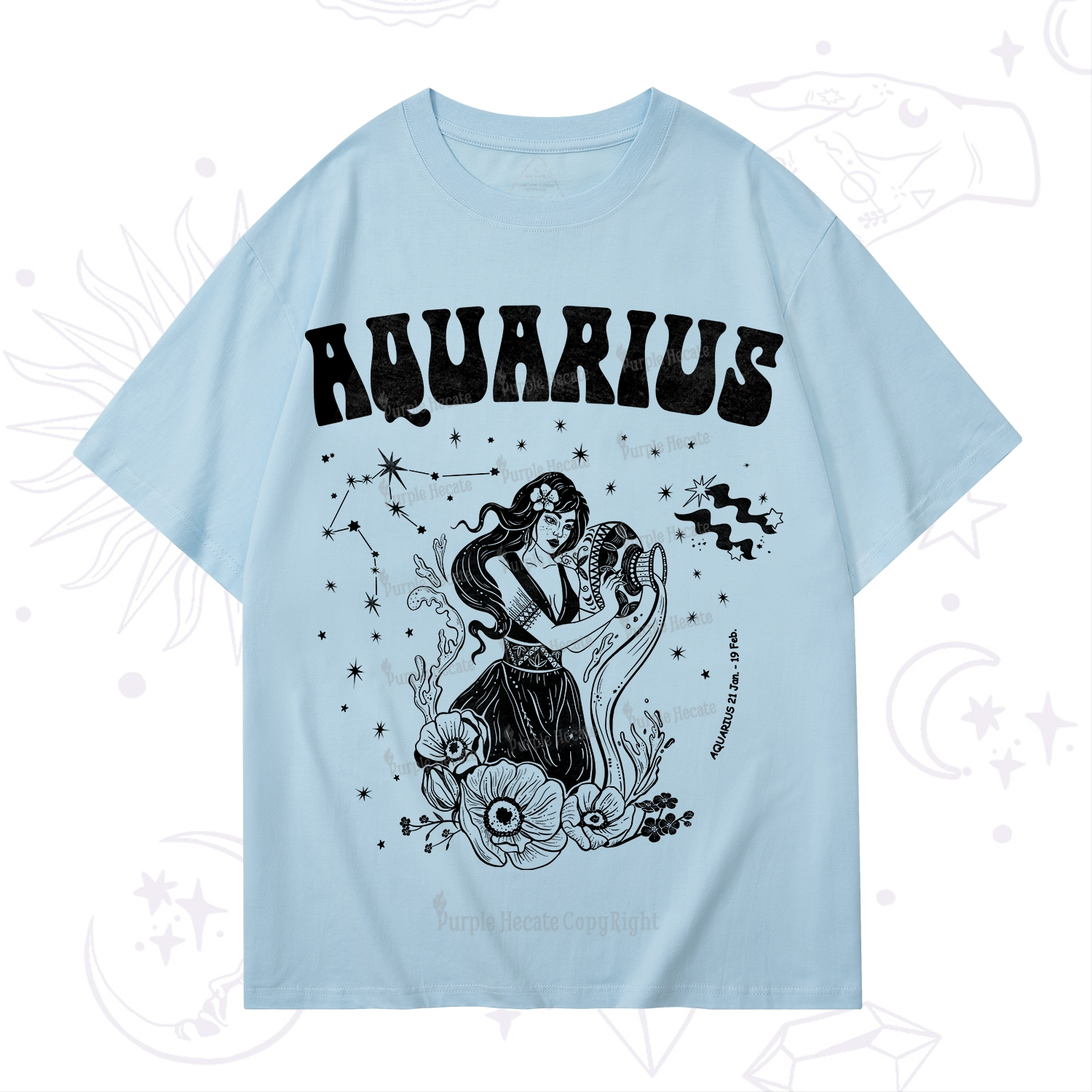 Purplehecate Aquarius Zodiac Glyphs T-Shirt