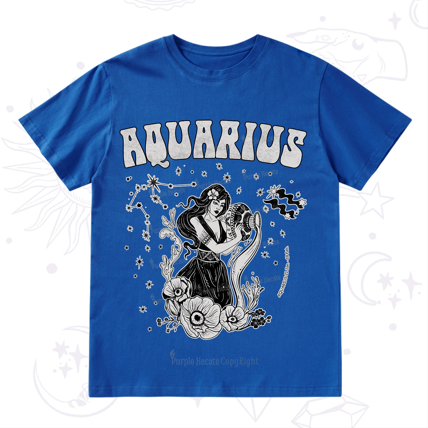 Purplehecate Aquarius Zodiac Glyphs T-Shirt
