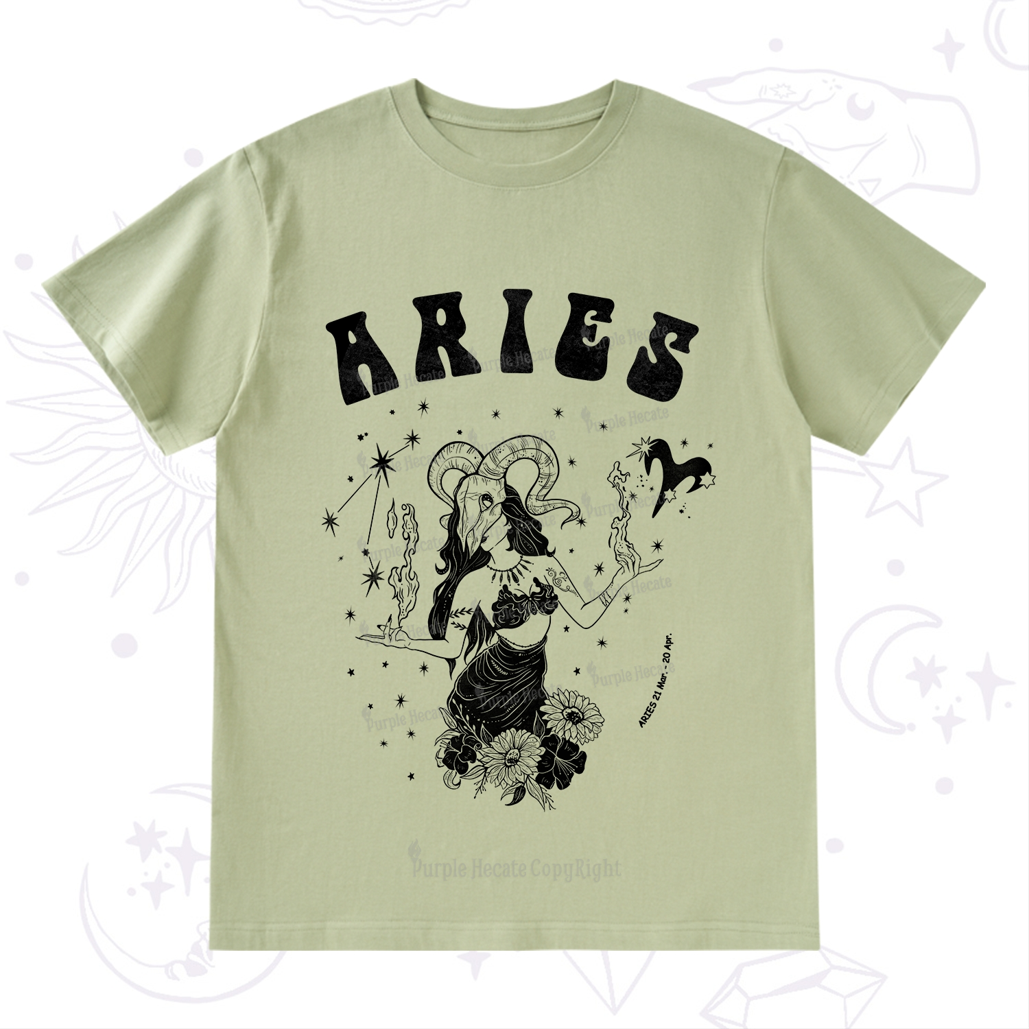 Purplehecate Aries Zodiac Glyphs T-Shirt