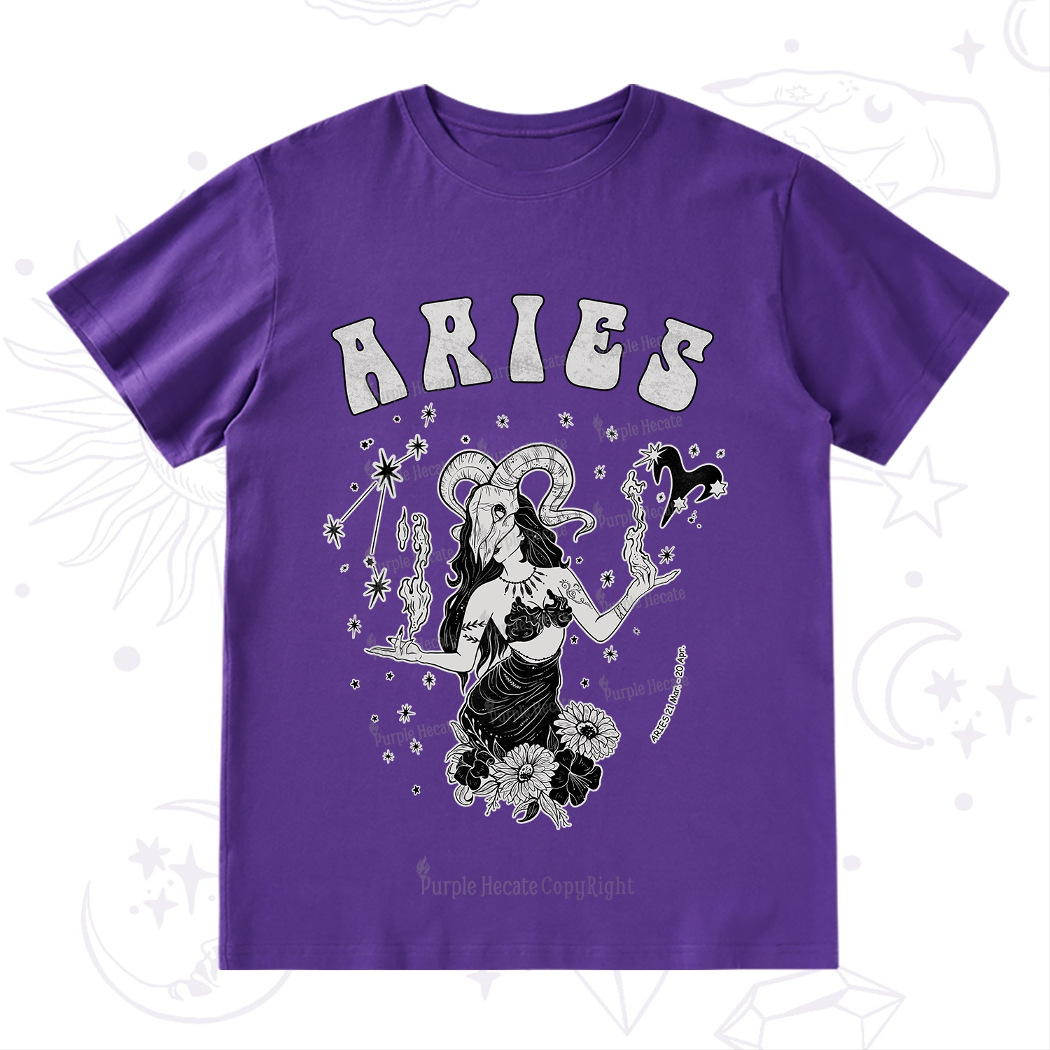 Purplehecate Aries Zodiac Glyphs T-Shirt