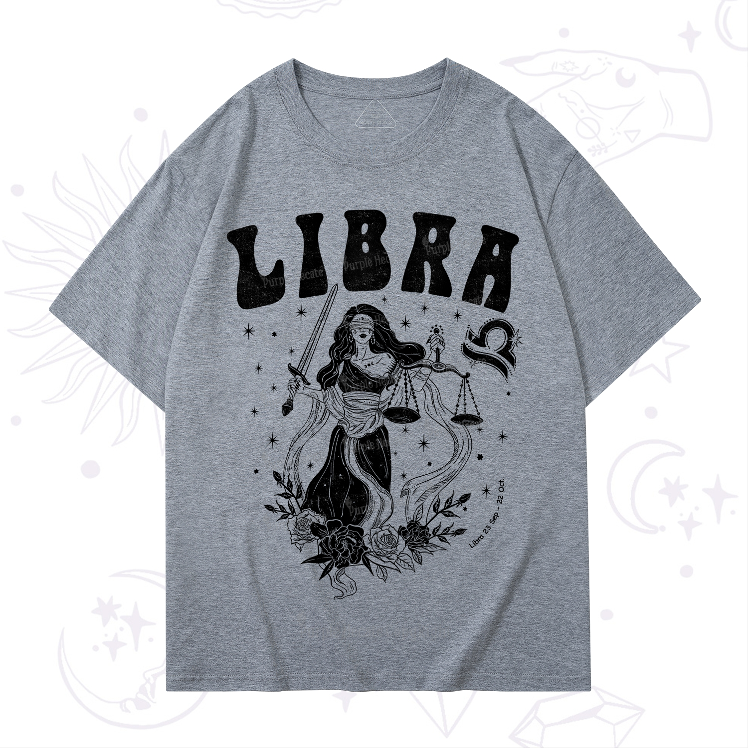Purplehecate Libra Zodiac Glyphs T-Shirt