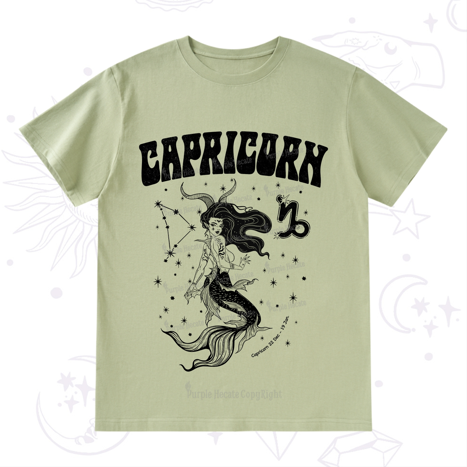 Purplehecate Capricorn Zodiac Glyphs T-Shirt