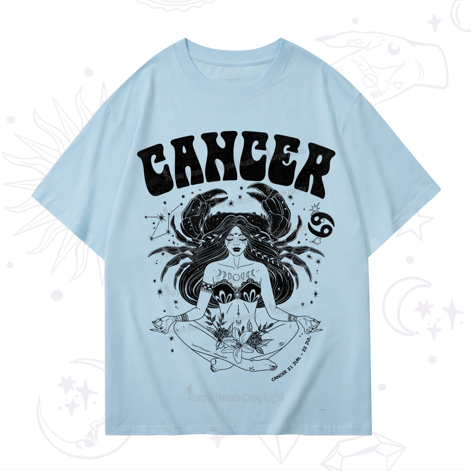 Purplehecate Cancer Zodiac Glyphs T-Shirt