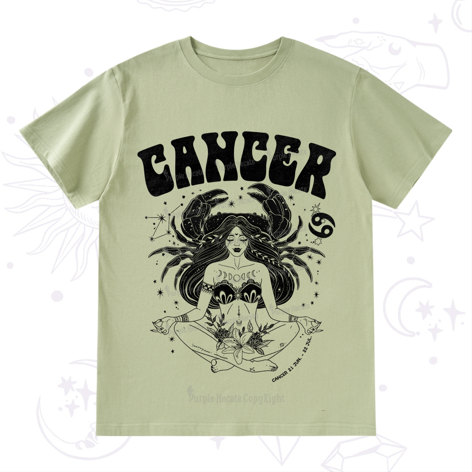 Purplehecate Cancer Zodiac Glyphs T-Shirt