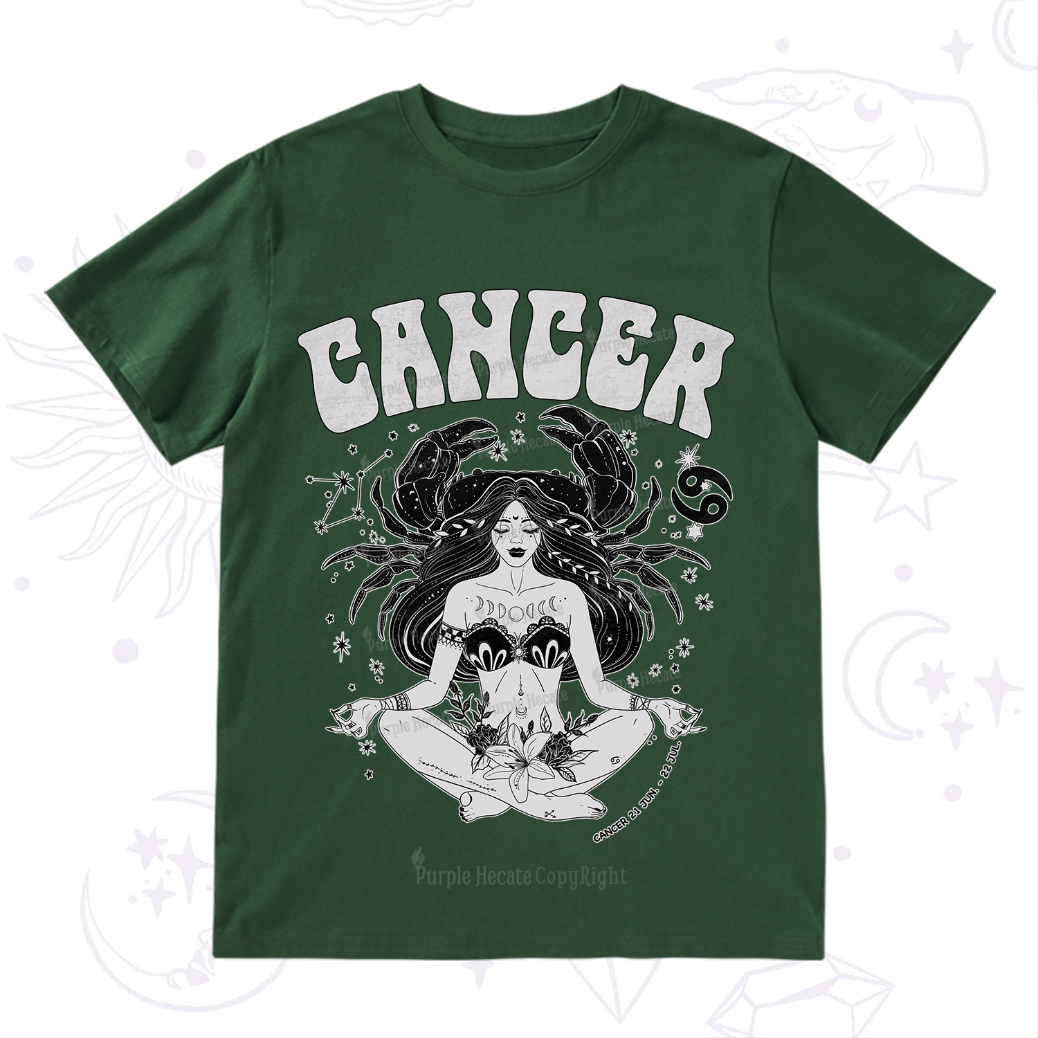 Purplehecate Cancer Zodiac Glyphs T-Shirt