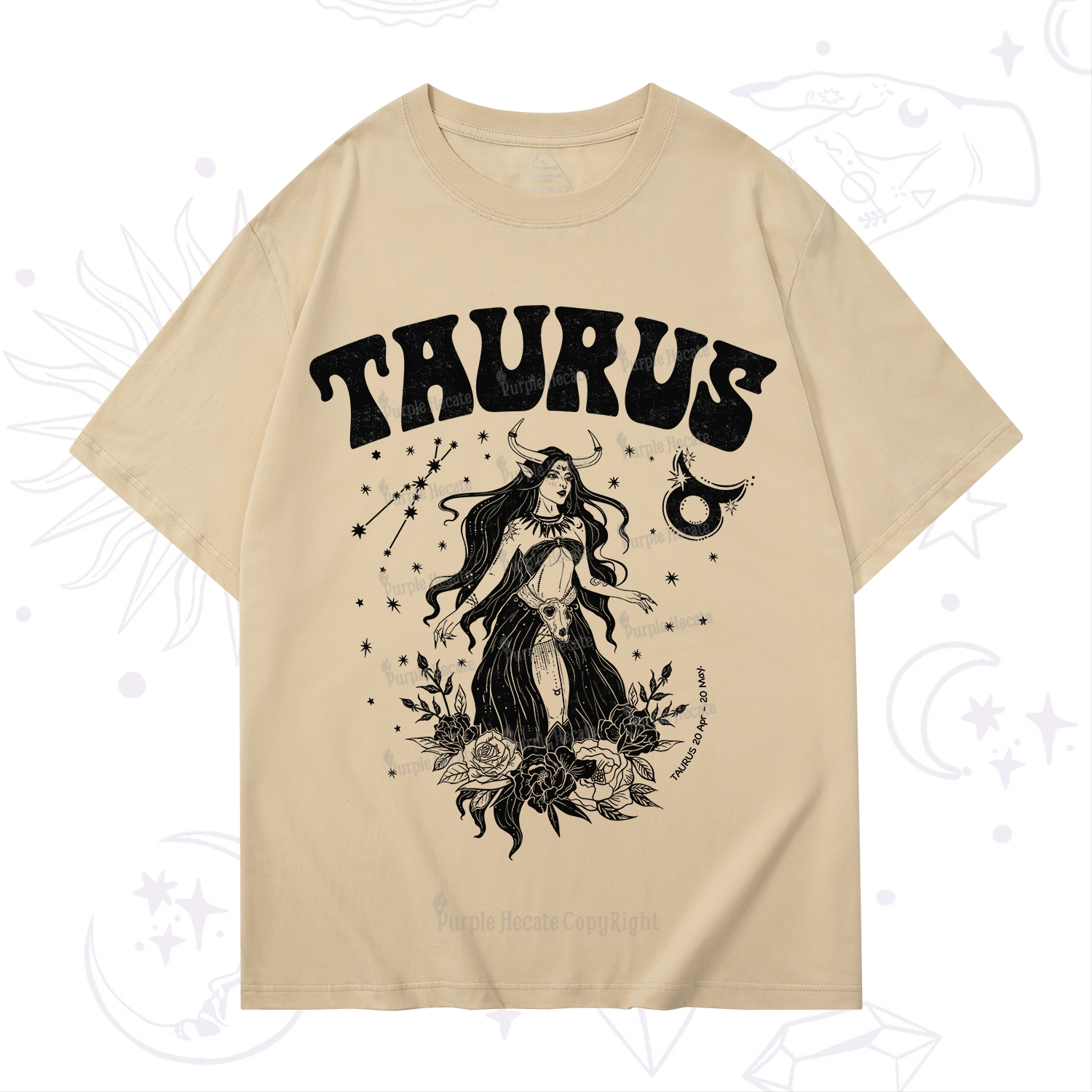 Purplehecate Taurus Zodiac Glyphs T-Shirt
