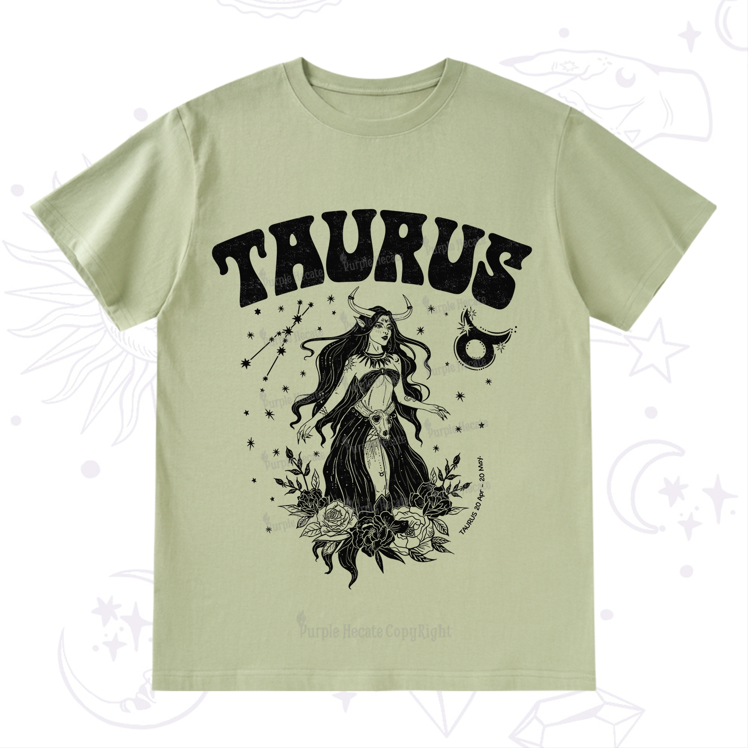 Purplehecate Taurus Zodiac Glyphs T-Shirt