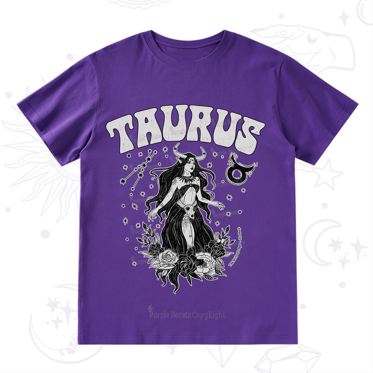 Purplehecate Taurus Zodiac Glyphs T-Shirt