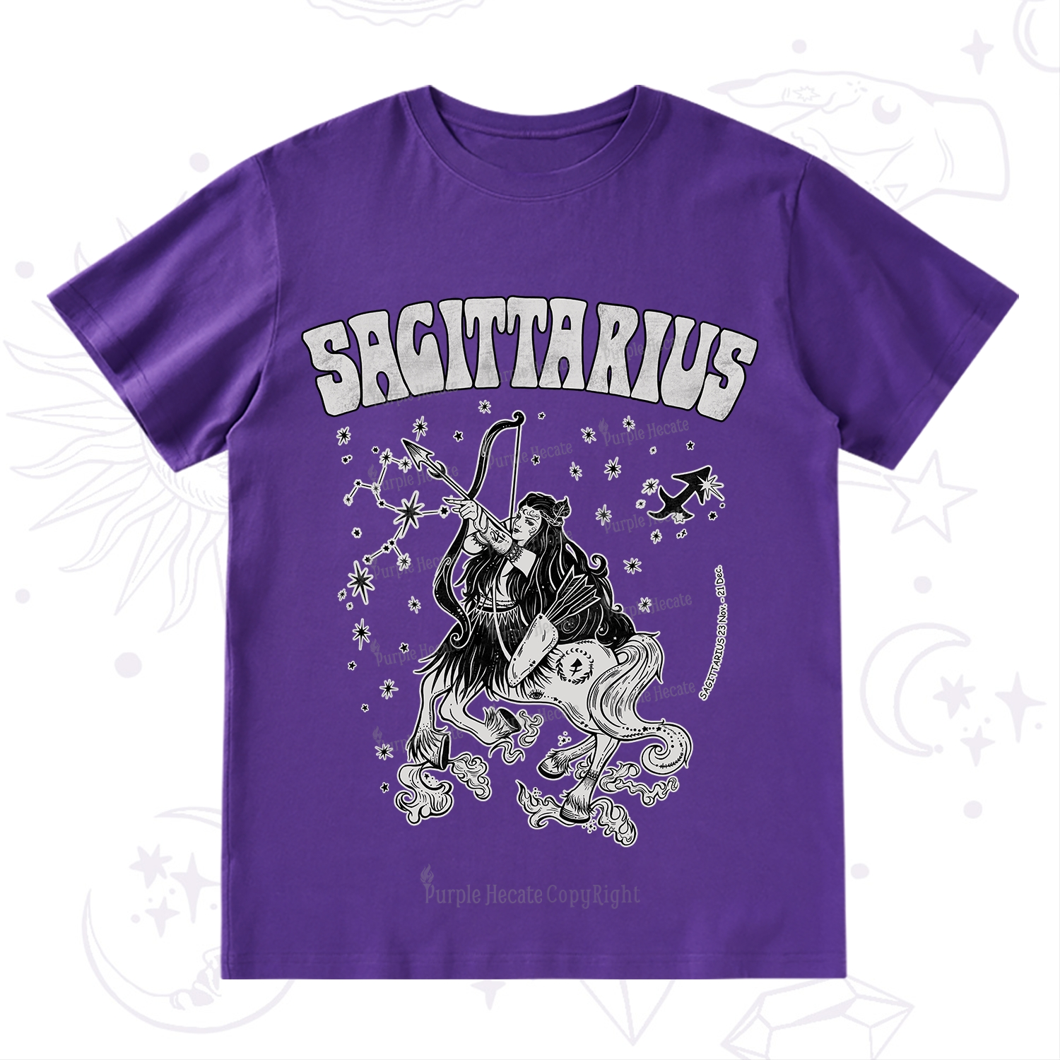 Purplehecate Sagittarius Zodiac Glyphs T-Shirt