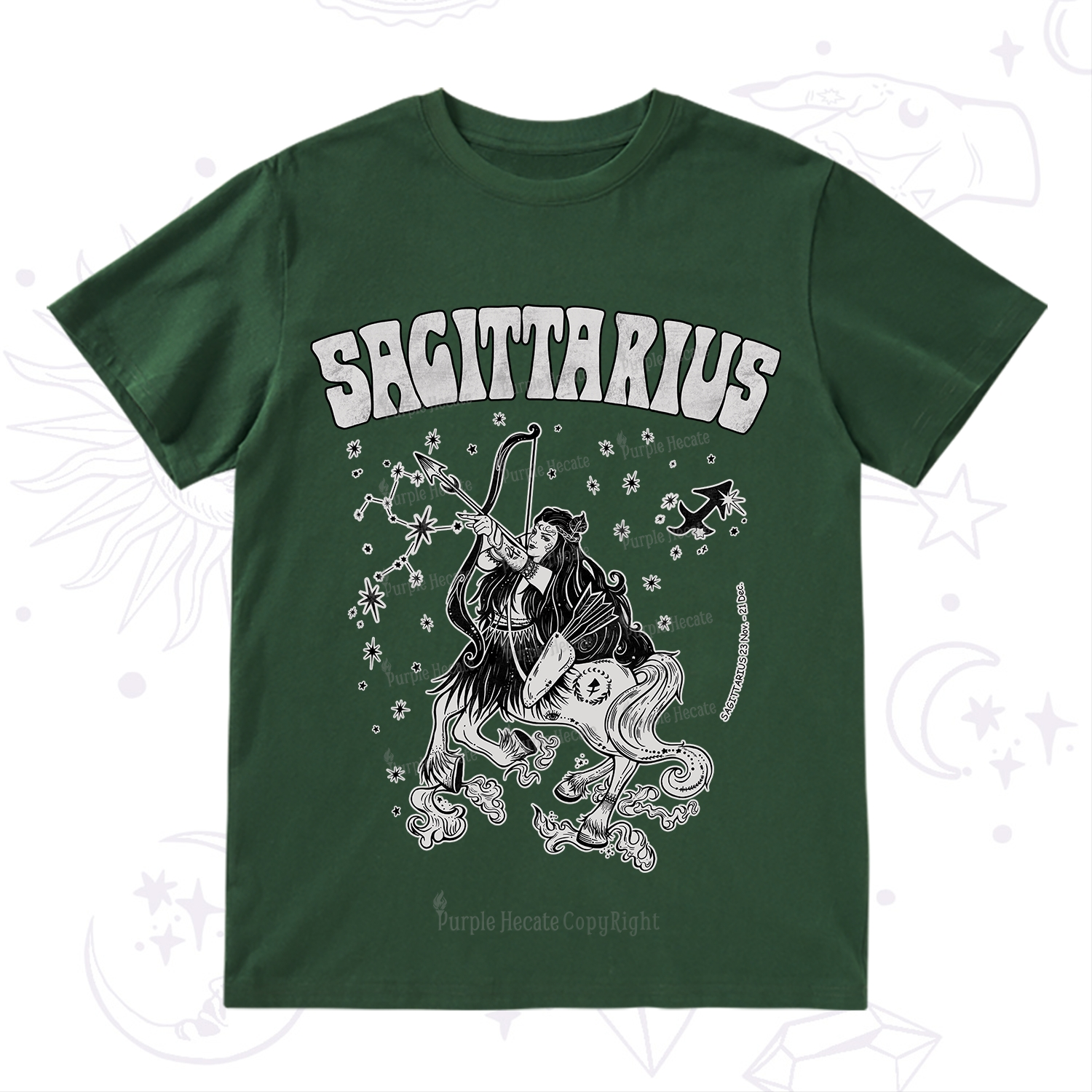 Purplehecate Sagittarius Zodiac Glyphs T-Shirt