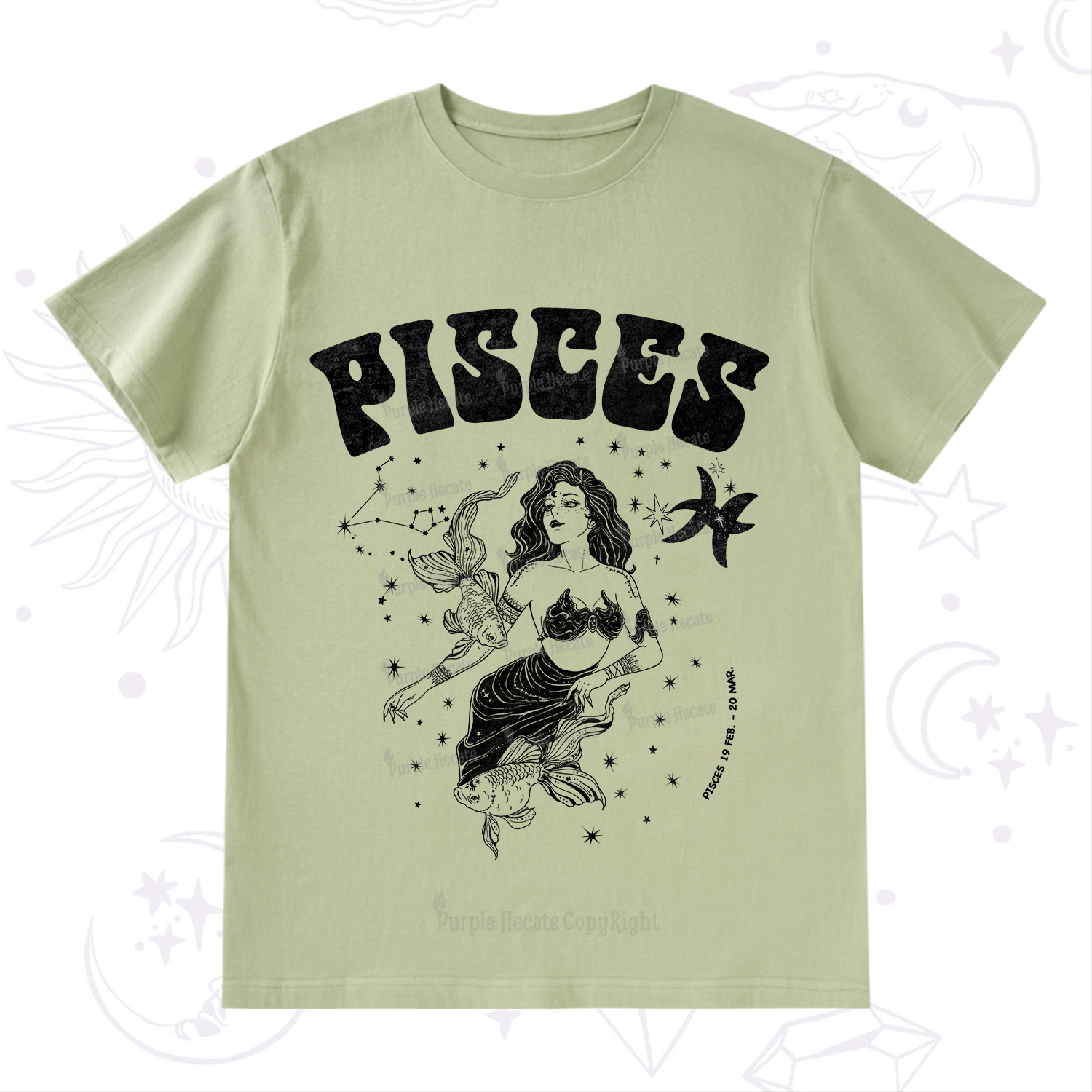 Purplehecate Pisces Zodiac Glyphs T-Shirt