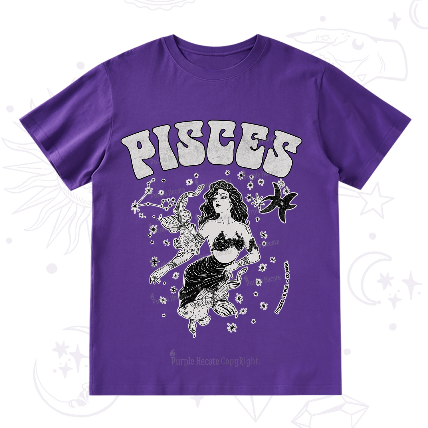 Purplehecate Pisces Zodiac Glyphs T-Shirt