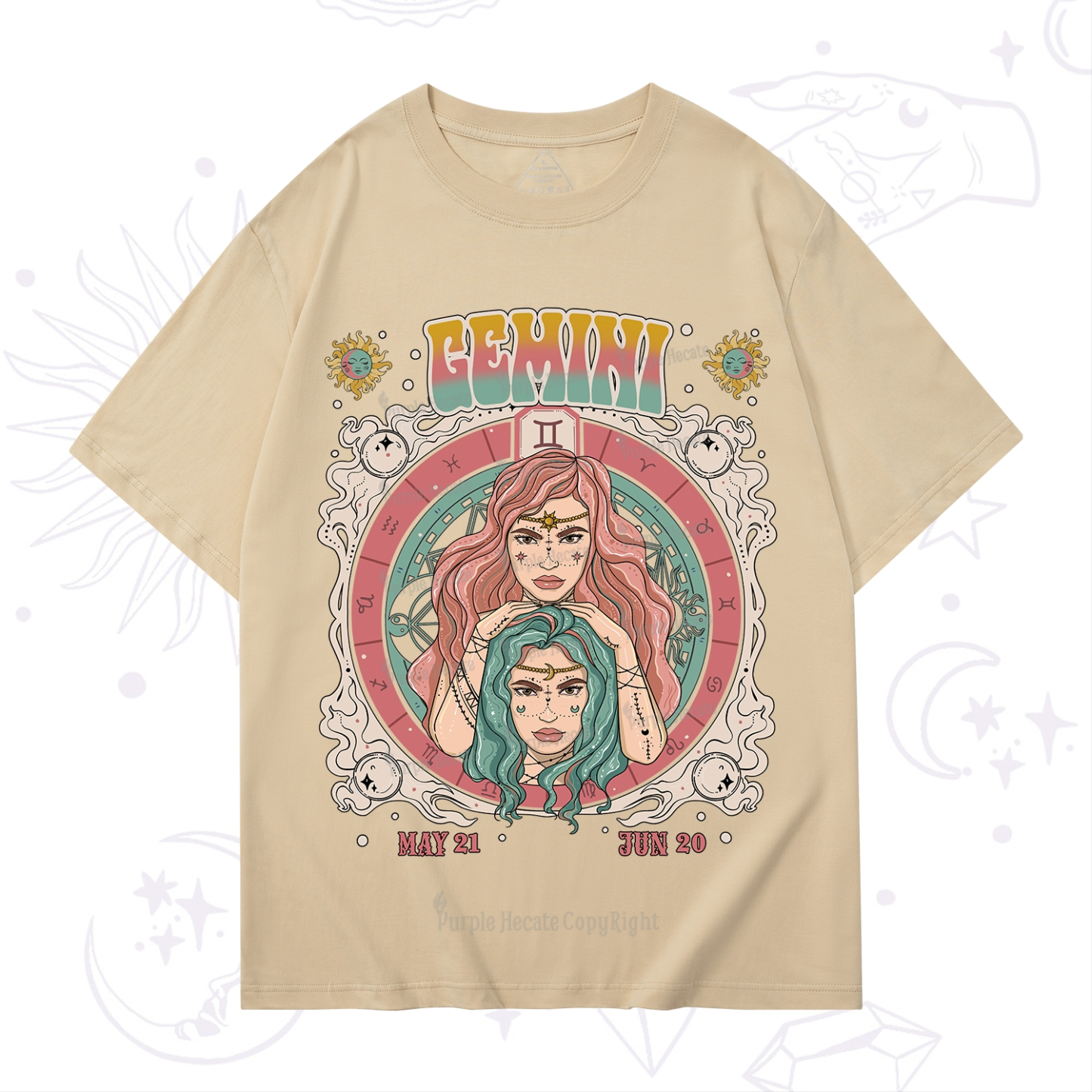 Purplehecate Gemini Cosmic Zodiac T-Shirt