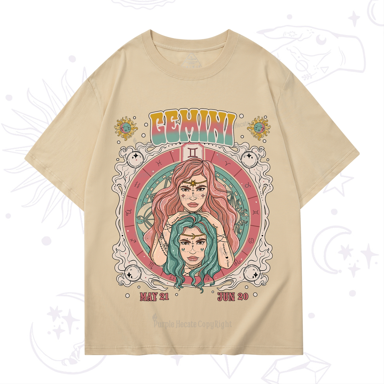 Purplehecate Gemini Cosmic Zodiac T-Shirt