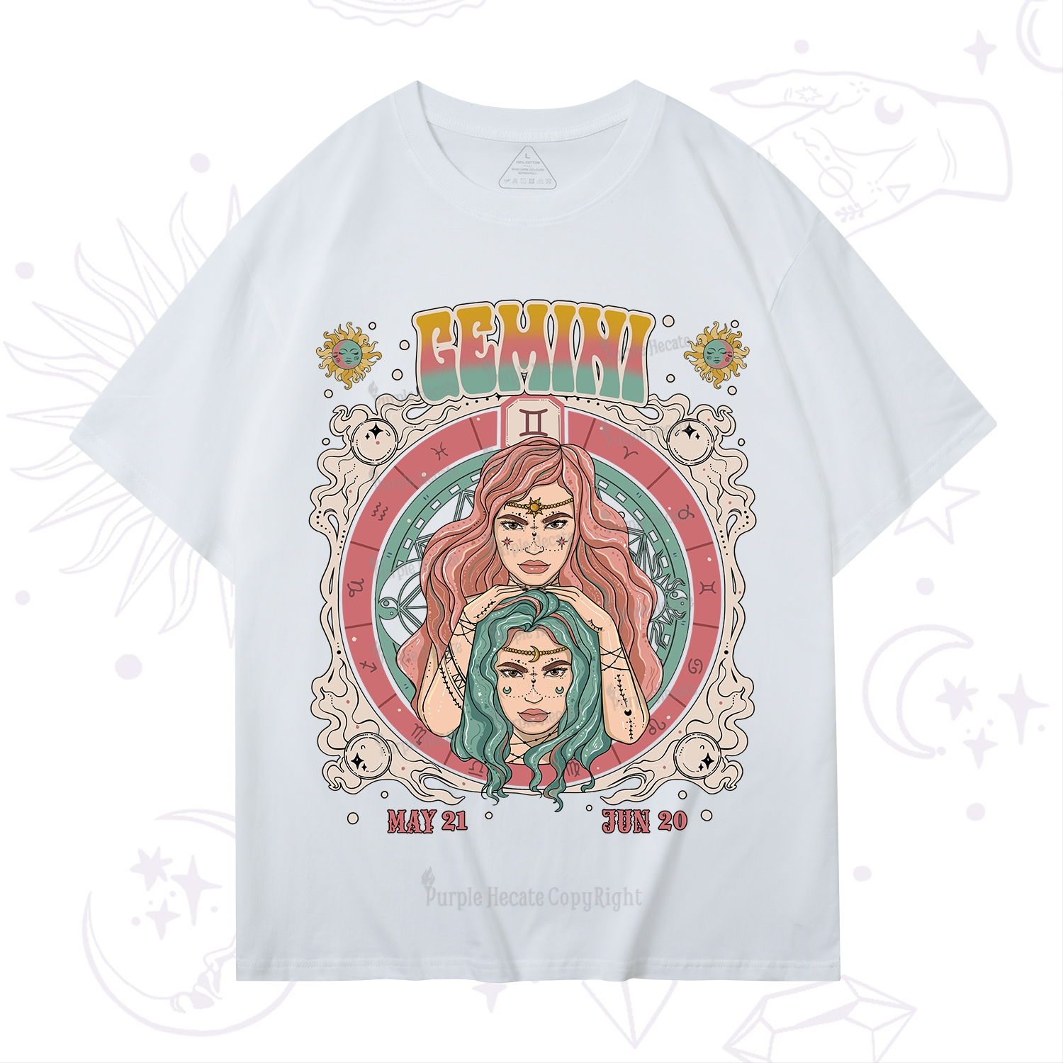 Purplehecate Gemini Cosmic Zodiac T-Shirt