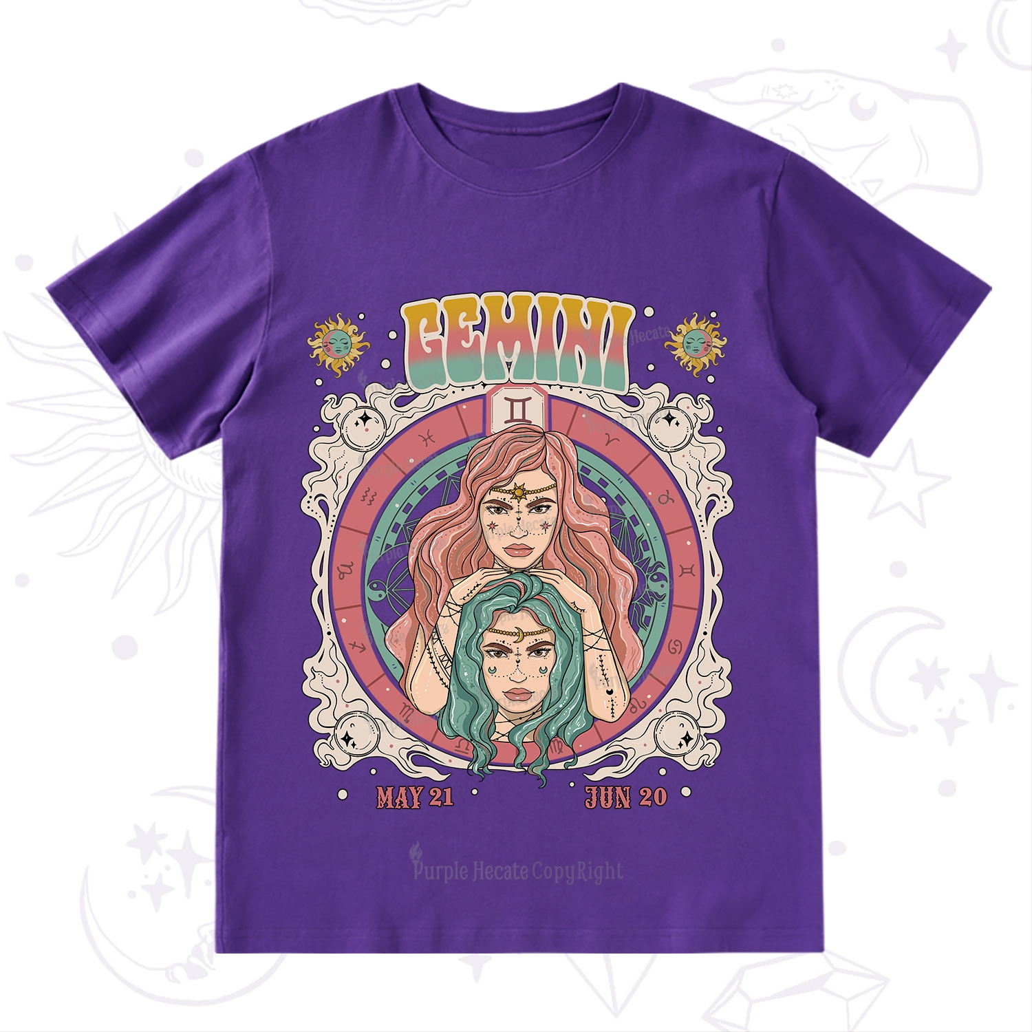 Purplehecate Gemini Cosmic Zodiac T-Shirt