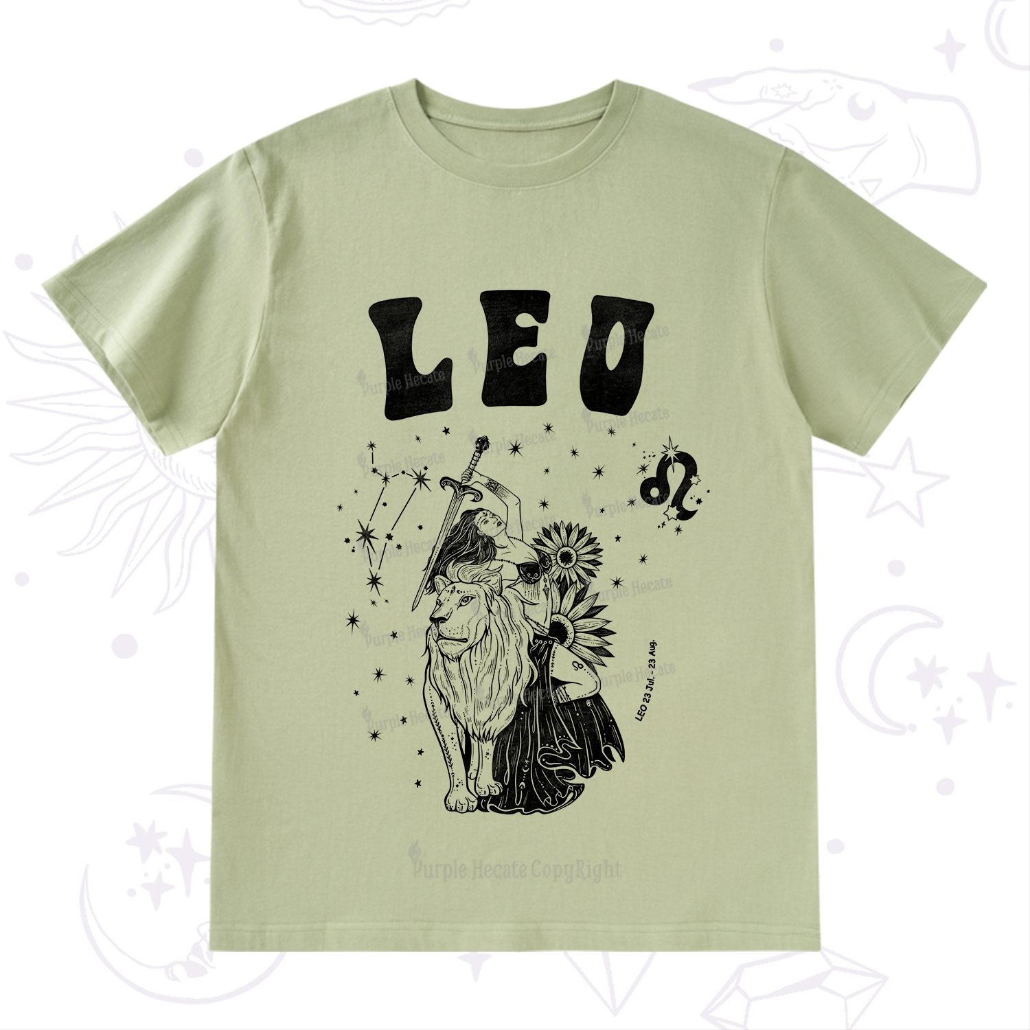 Purplehecate Leo Zodiac Glyphs  T-Shirt