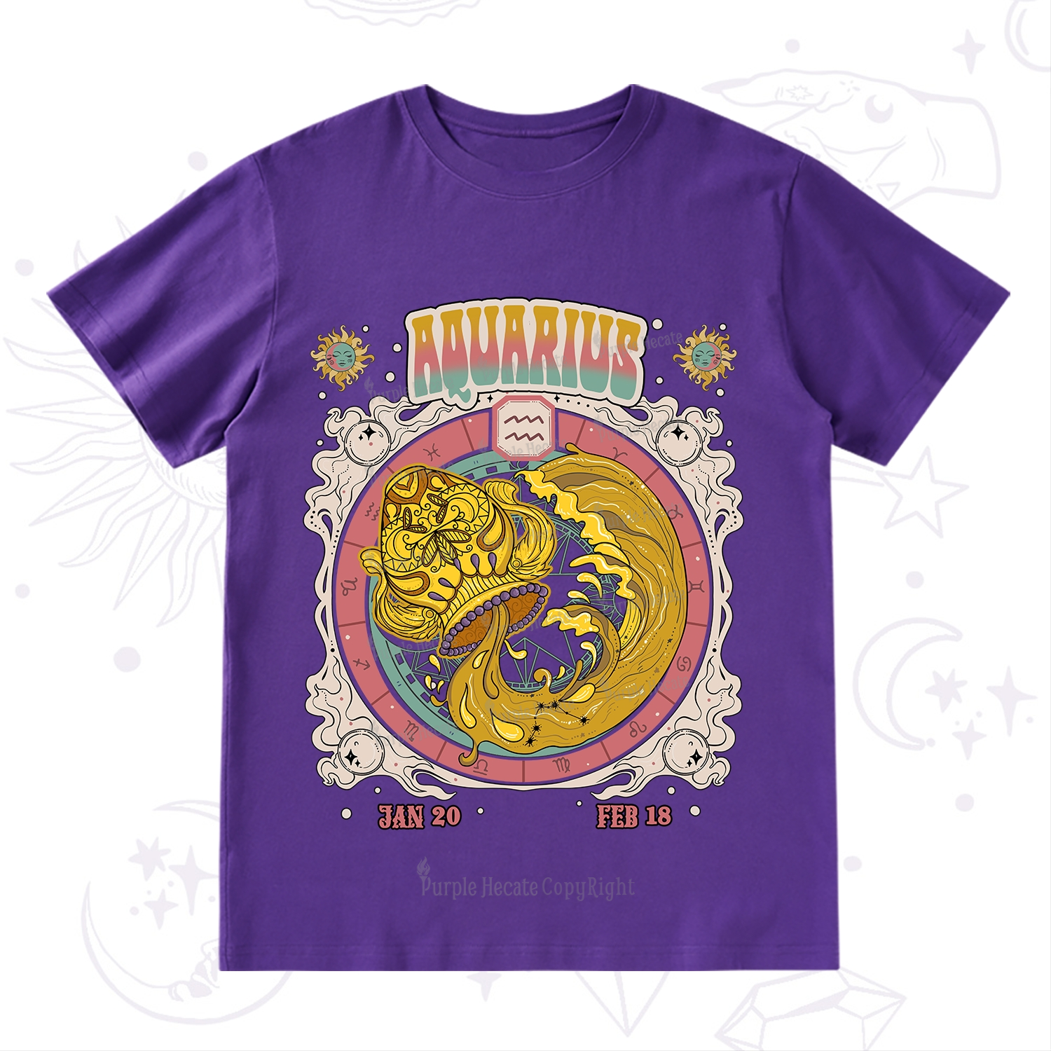 Purplehecate Aquarius Cosmic Zodiac T-Shirt