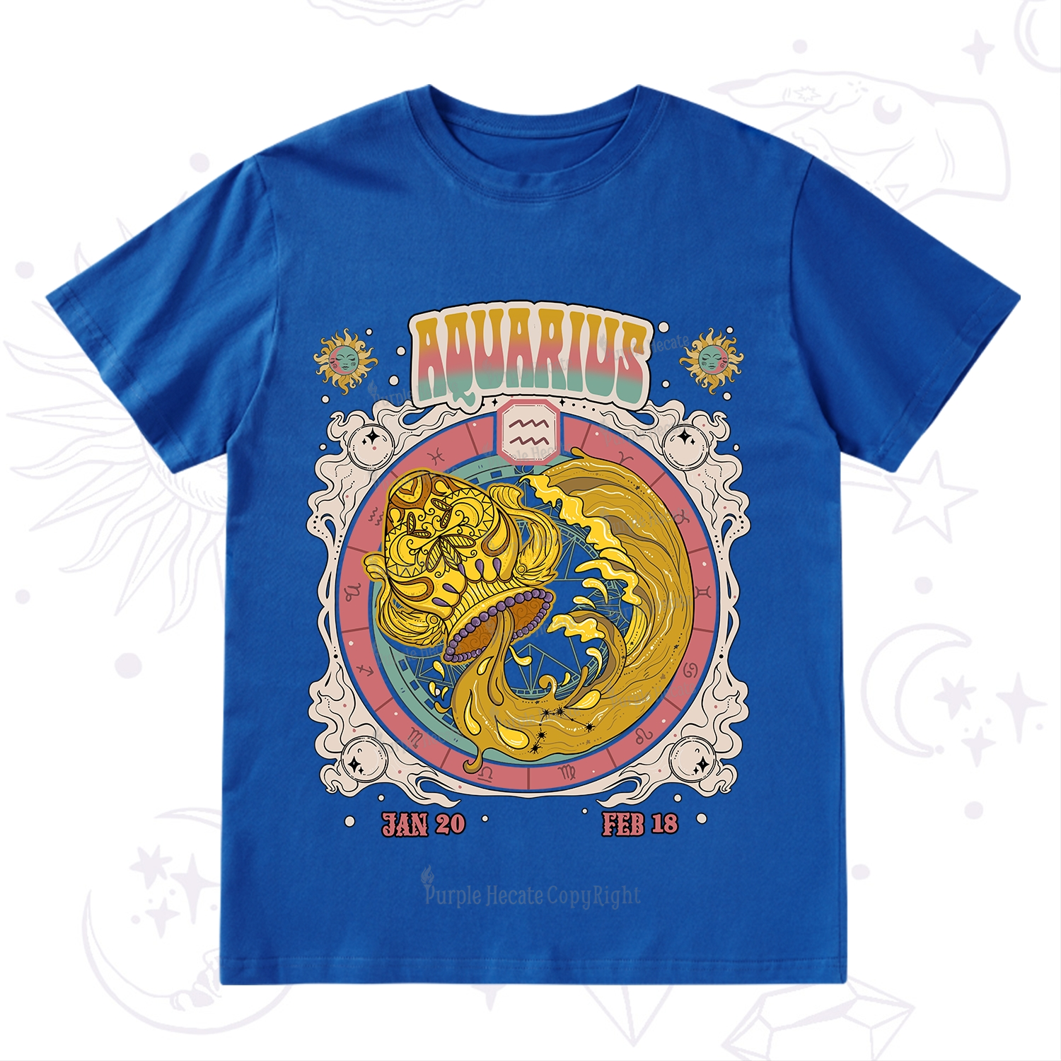 Purplehecate Aquarius Cosmic Zodiac T-Shirt