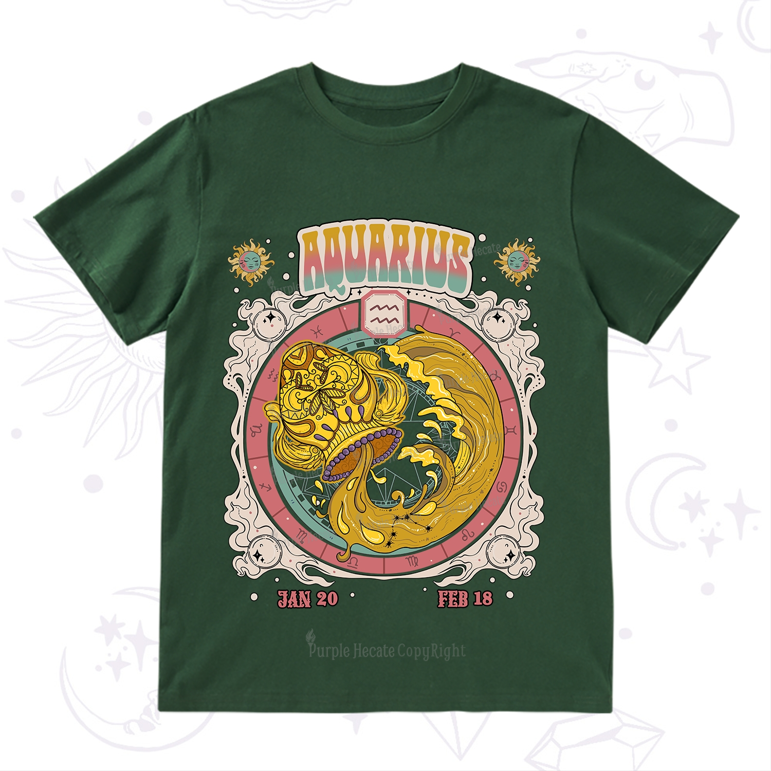 Purplehecate Aquarius Cosmic Zodiac T-Shirt