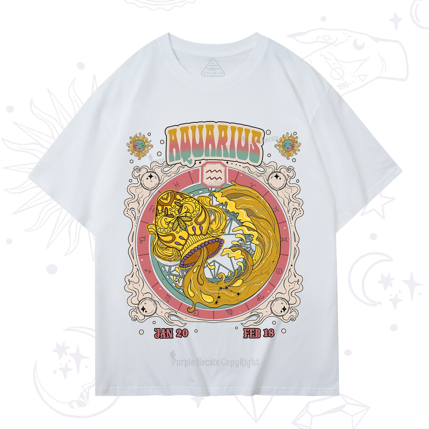 Purplehecate Aquarius Cosmic Zodiac T-Shirt